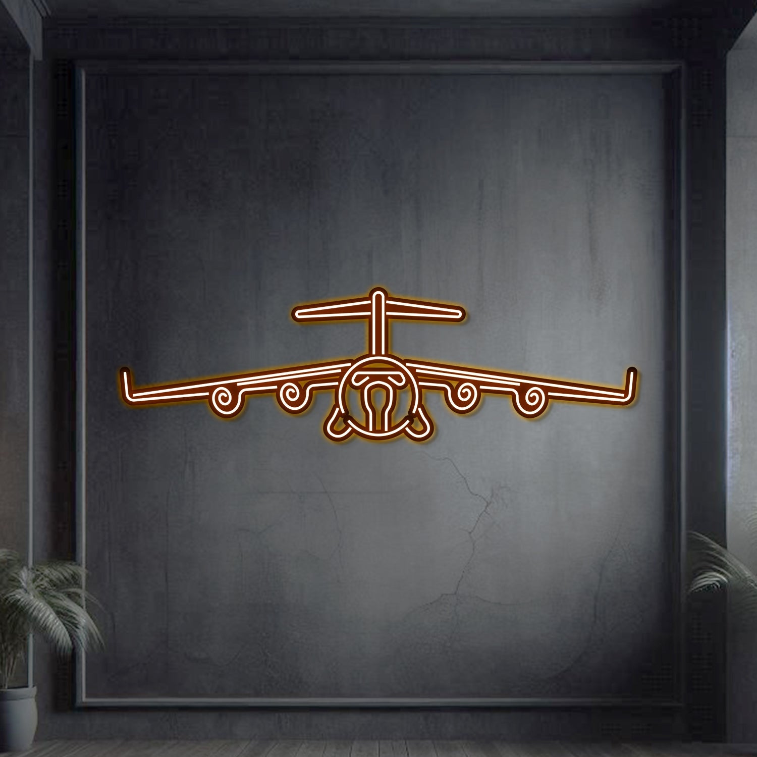 C-17 Globemaster III Metall Neon Flugzeug Wandkunst - NCN0018