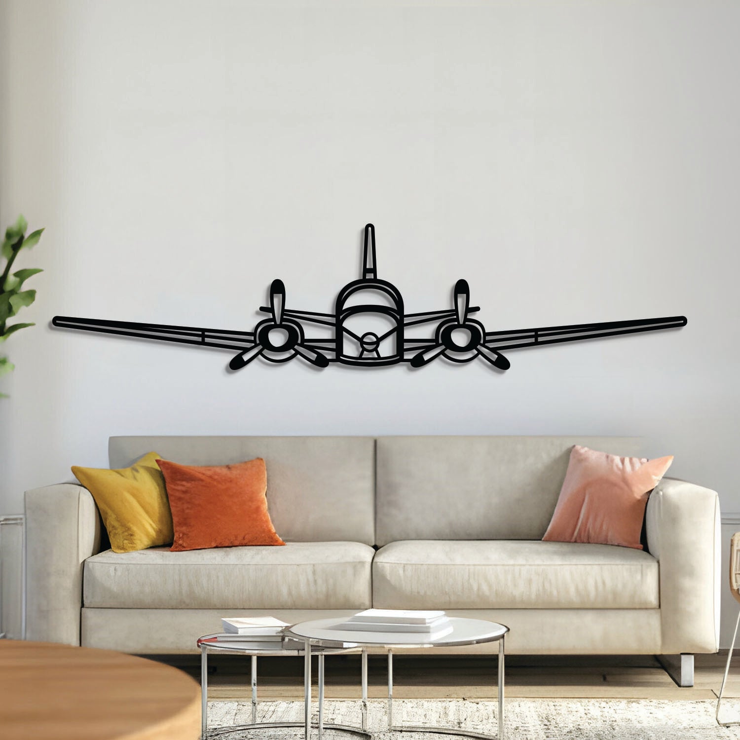 C50 Twin Bonanza Excalibur Flugzeug Wanddeko aus Metall für vorne - NCP0529
