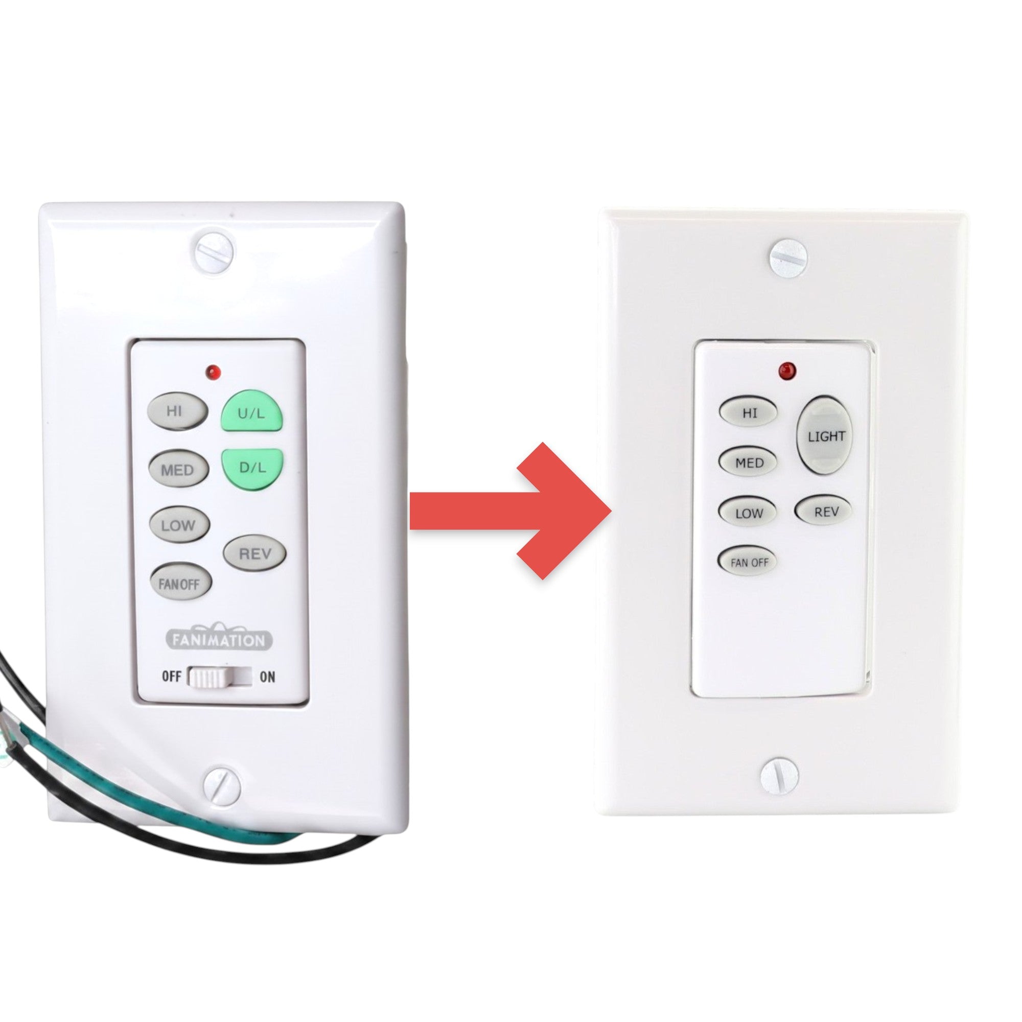 Anderic Substitute for Fanimation C23 Wall Switch Ceiling Fan Remote Control with UP & DOWN light and Rev UC-9051T [CHQ9051T Wireless]