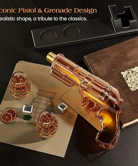 Magnum Revolver Whiskey Decanter Set