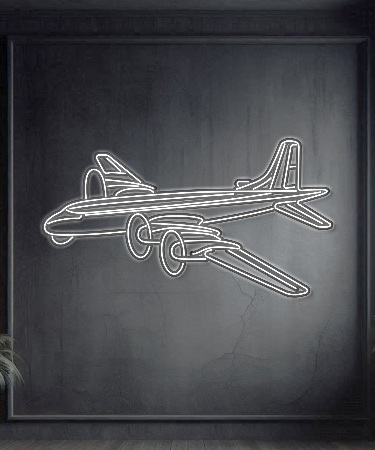 CP-107 Argus Winkel-Metall-Neon-Flugzeug Wandkunst - NCN0026