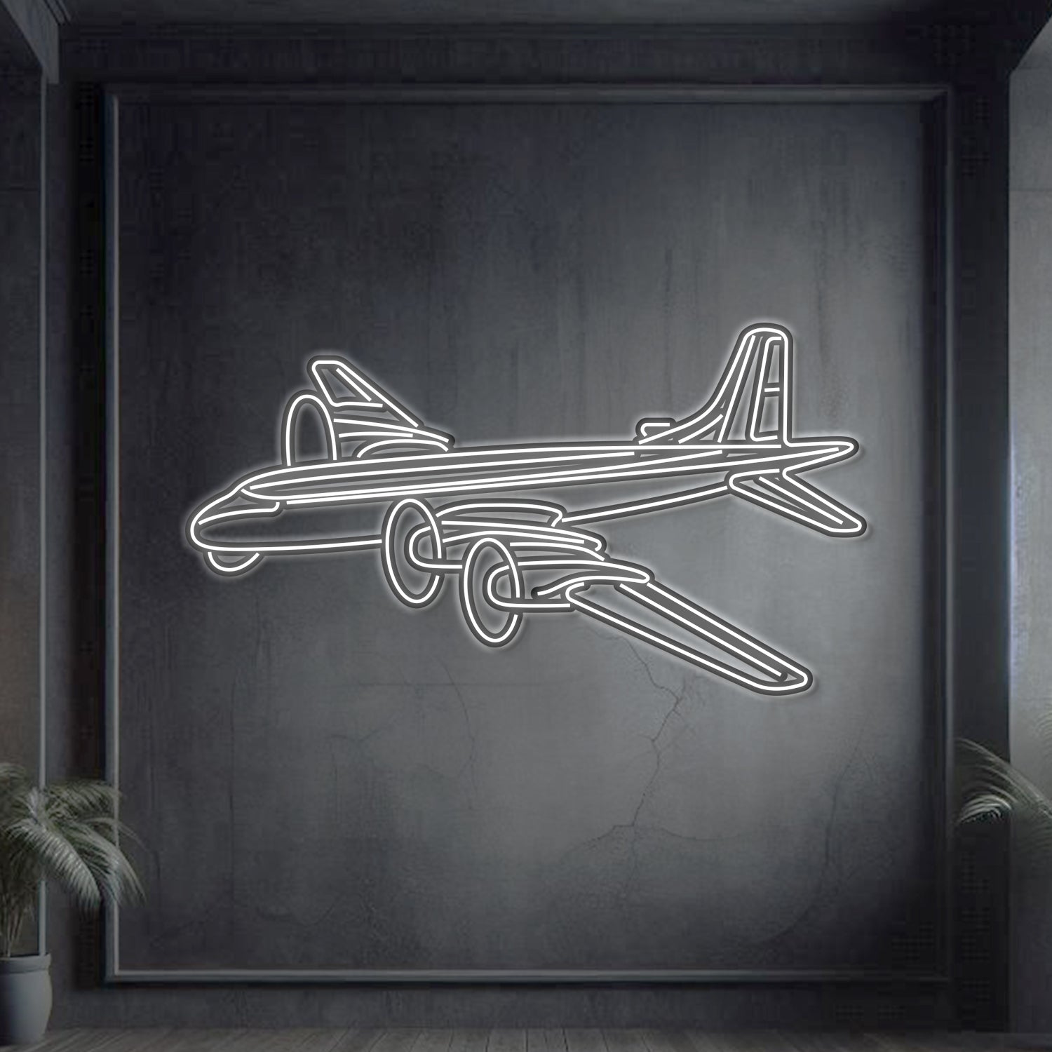 CP-107 Argus Winkel-Metall-Neon-Flugzeug Wandkunst - NCN0026