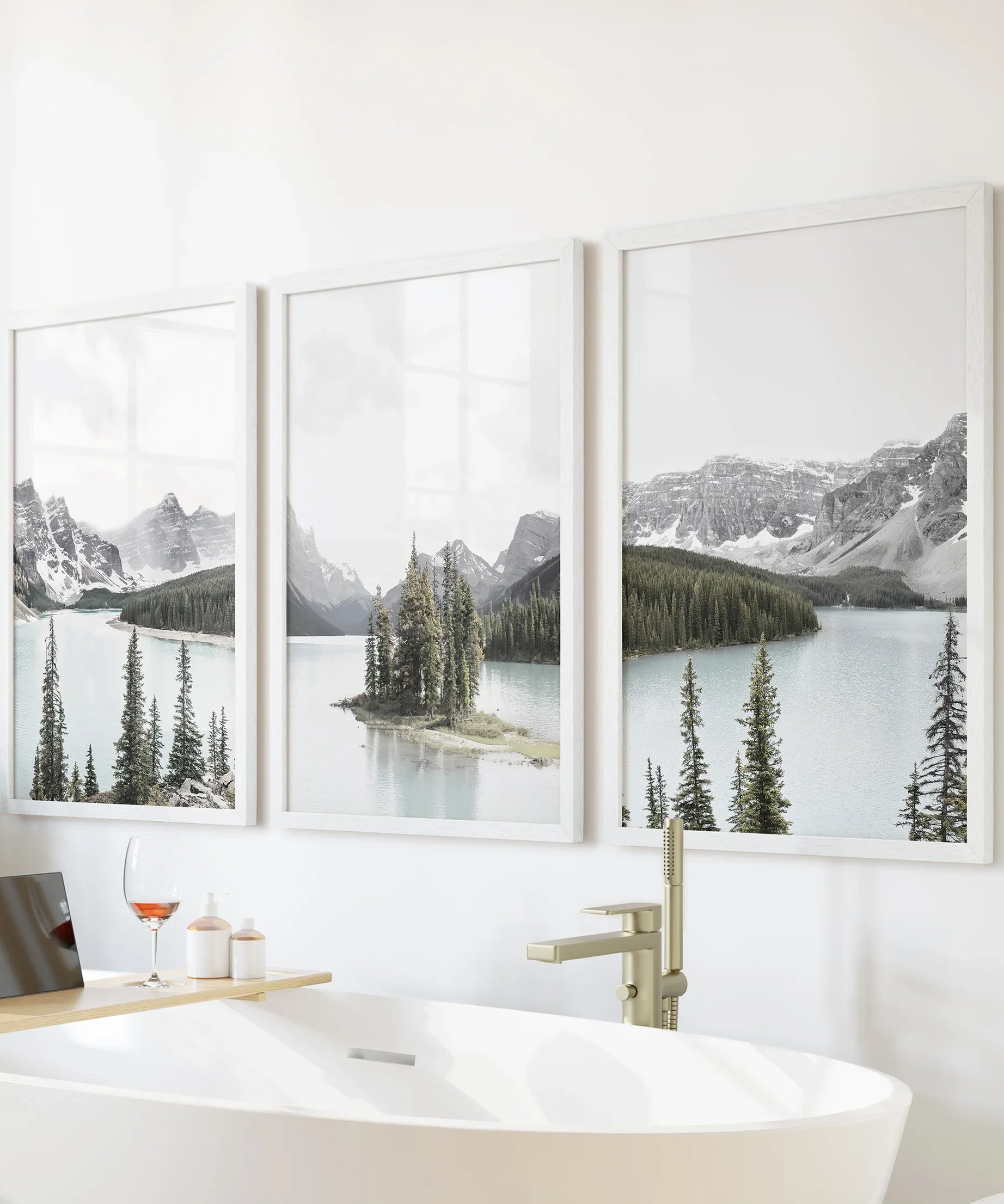 Canada Mountain Lake Poster. 3 Piece Nature Wall Art