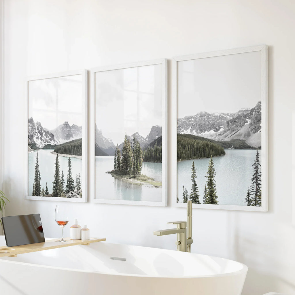 Canada Mountain Lake Poster. 3 Piece Nature Wall Art