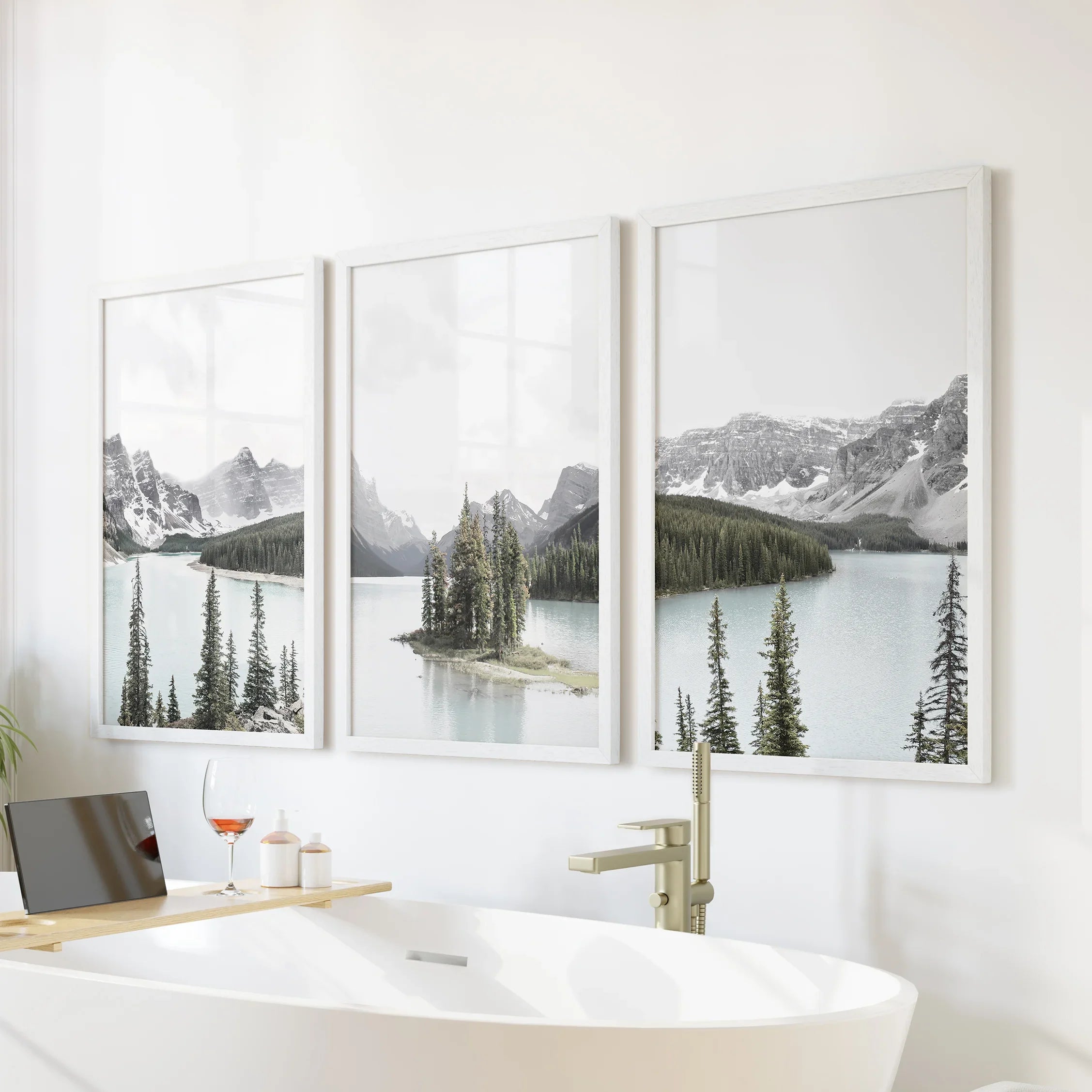 Canada Mountain Lake Poster. 3 Piece Nature Wall Art