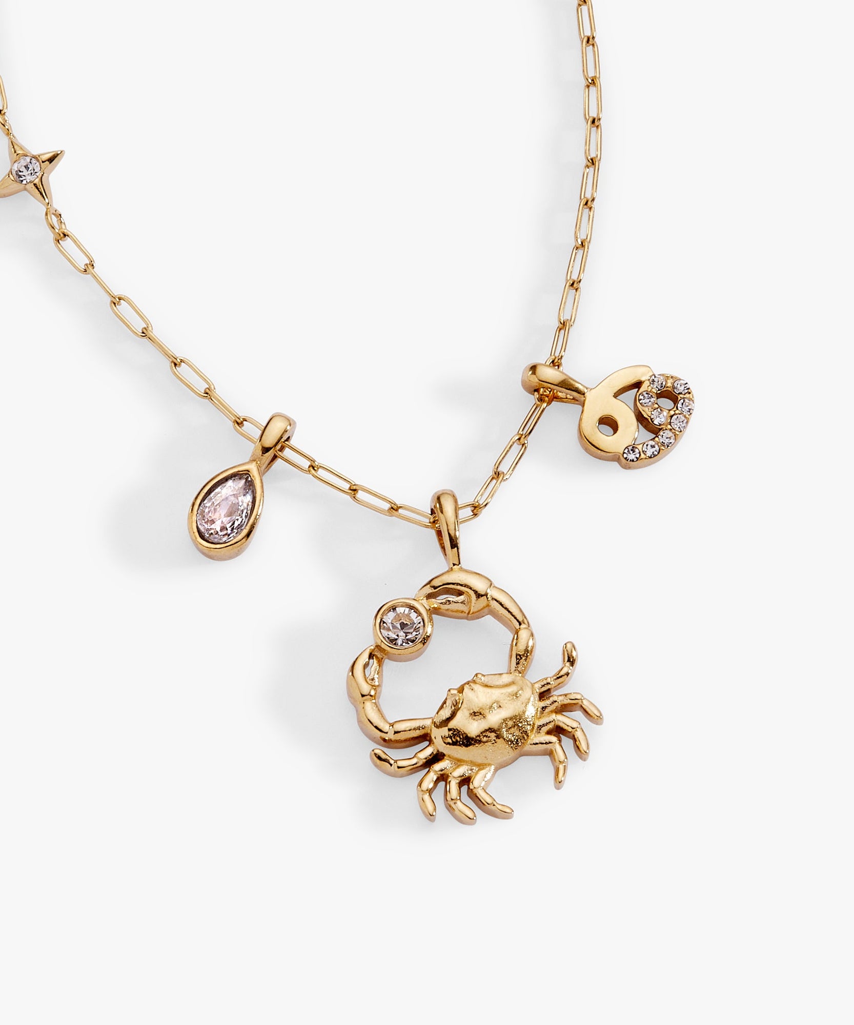Cancer Zodiac Charm Cluster Necklace