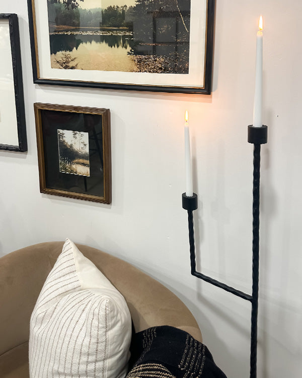 50 Inch Black Iron Floor Candelabra