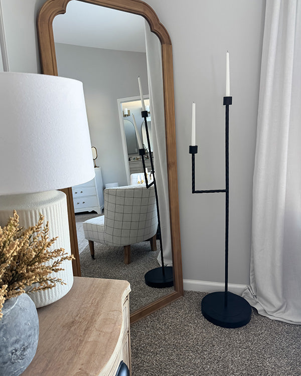 50 Inch Black Iron Floor Candelabra