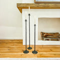 Tall Hand-Forged Cast Iron Floor Candle Holders, Set of 3