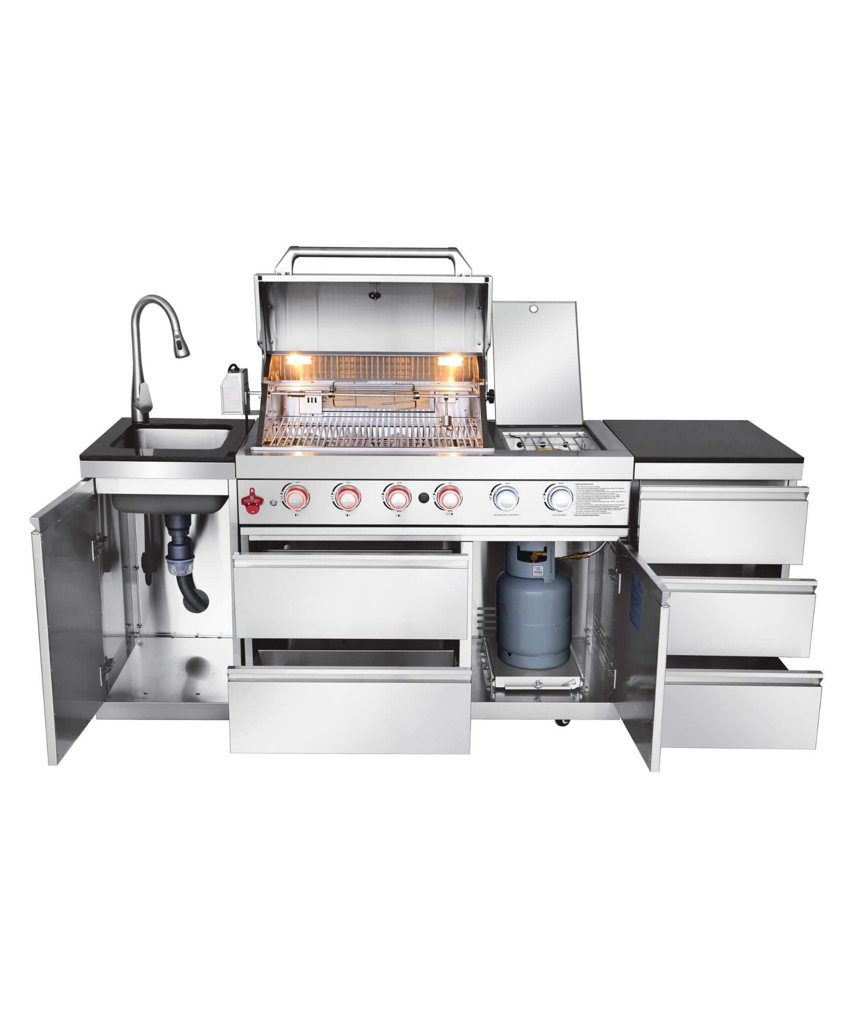 Castelle Flame Deluxe 4-Burner 72000 BTU Stainless Steel Liquid Propane Grill Island (SAK31425)