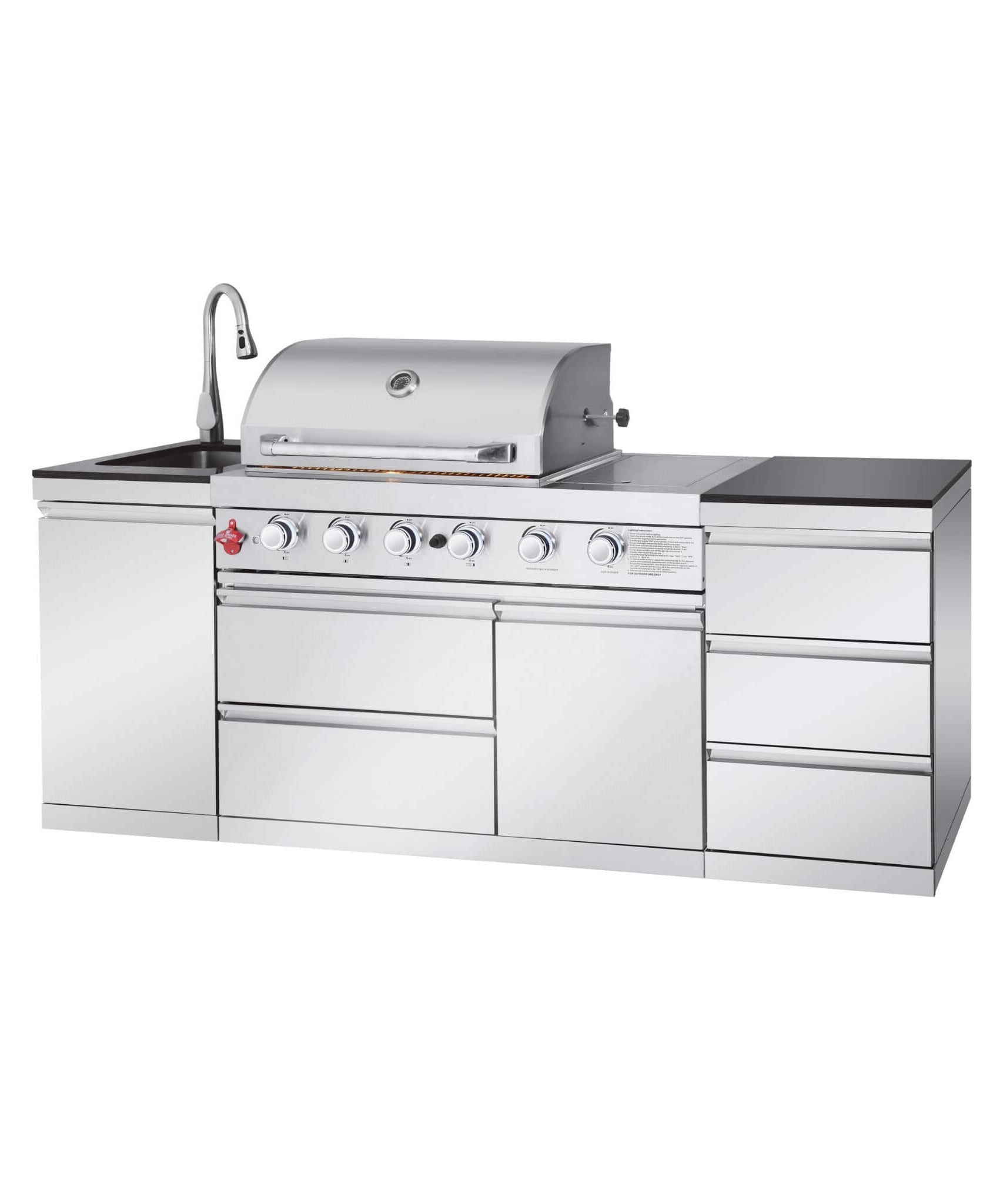 Castelle Flame Deluxe 4-Burner 72000 BTU Stainless Steel Liquid Propane Grill Island (SAK31425)