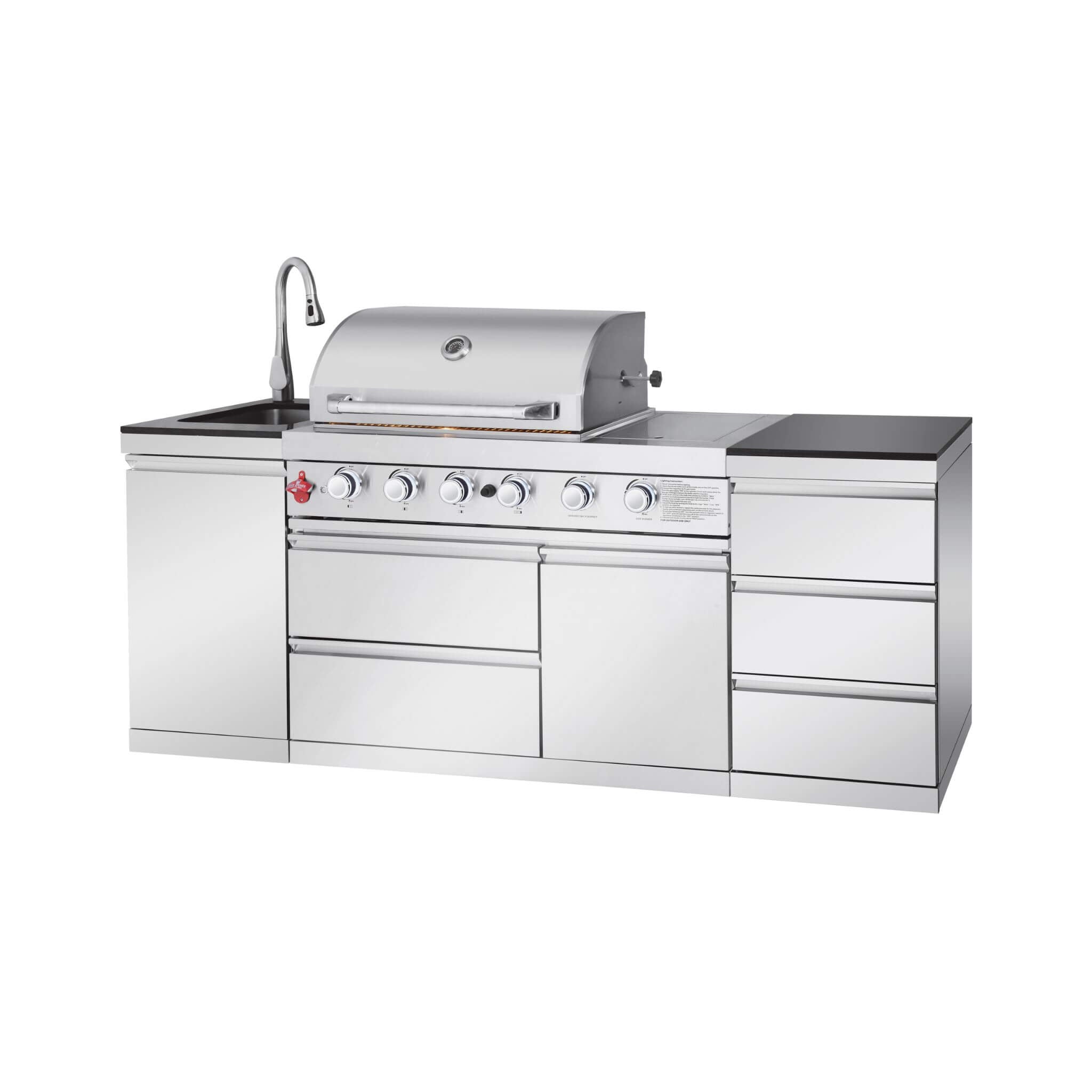 Castelle Flame Deluxe 4-Burner 72000 BTU Stainless Steel Liquid Propane Grill Island (SAK31425)