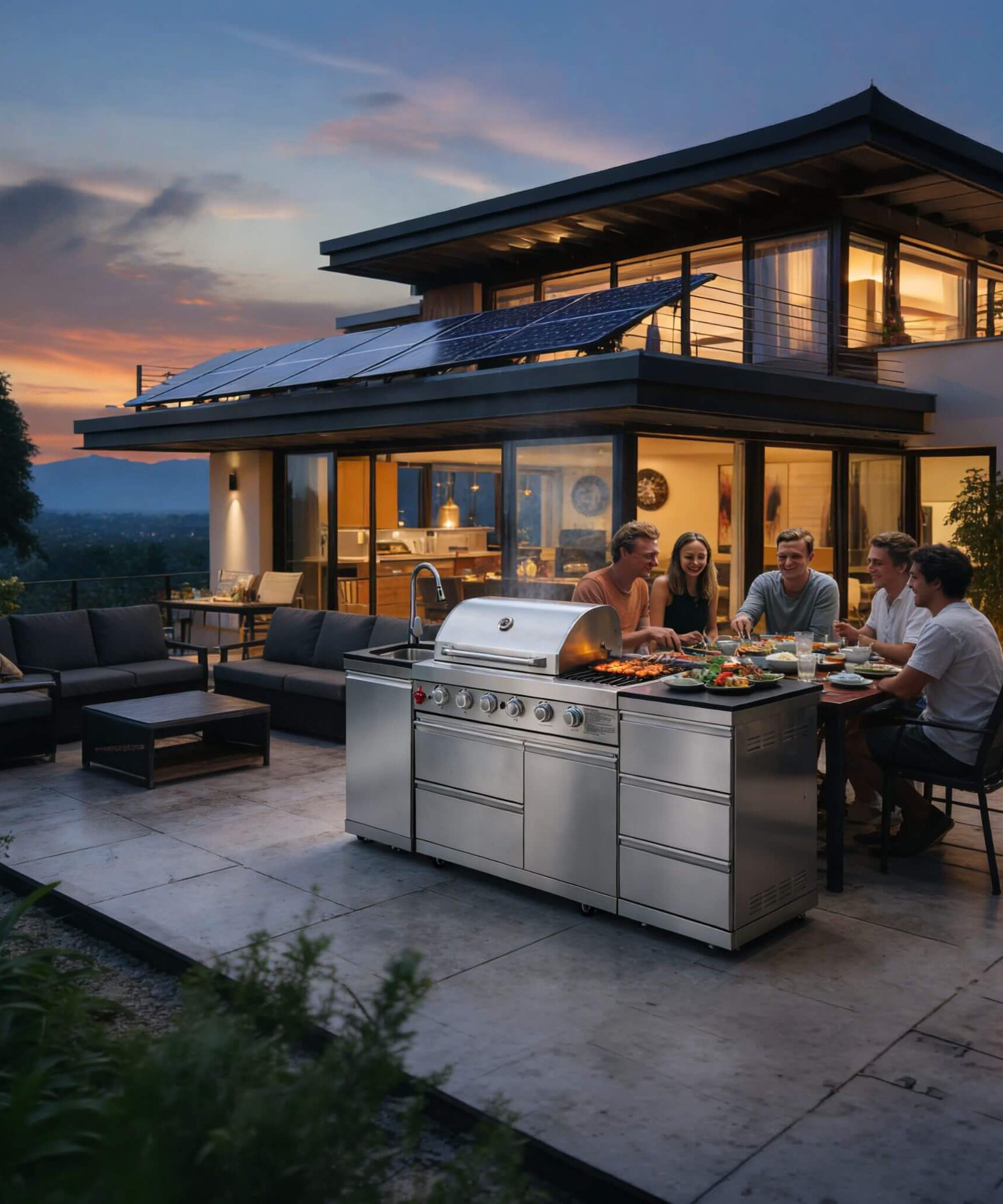 Castelle Flame Deluxe 4-Burner 72000 BTU Stainless Steel Liquid Propane Grill Island (SAK31425)