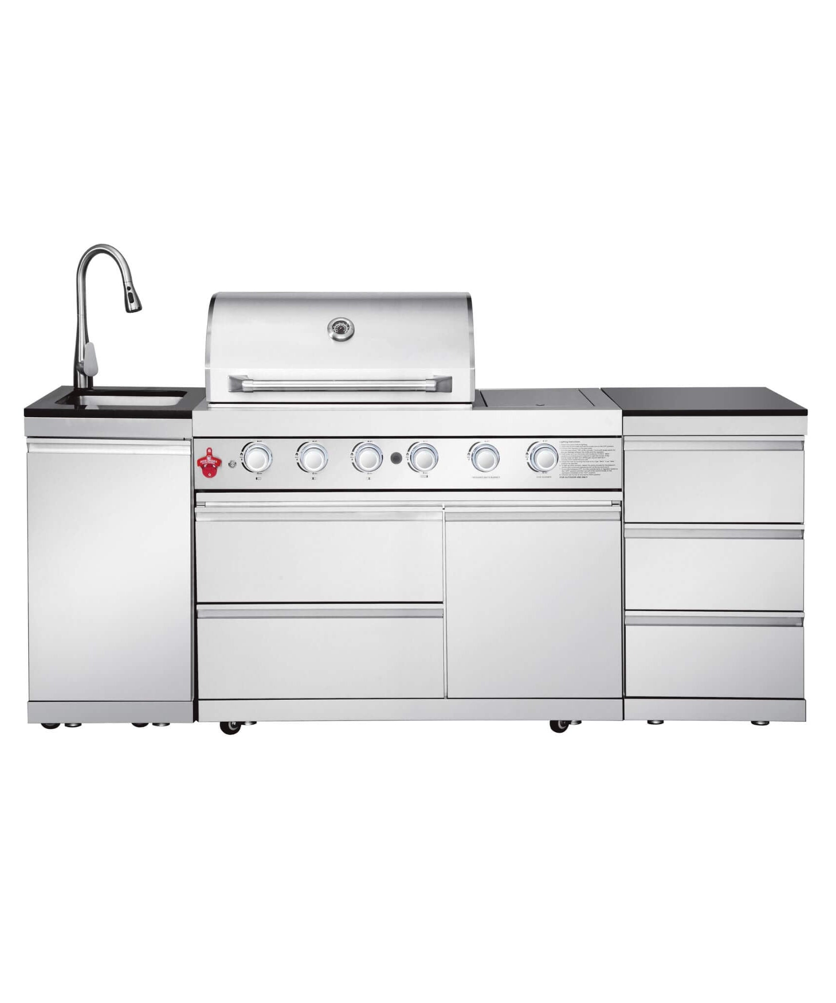 Castelle Flame Deluxe 4-Burner 72000 BTU Stainless Steel Liquid Propane Grill Island (SAK31425)