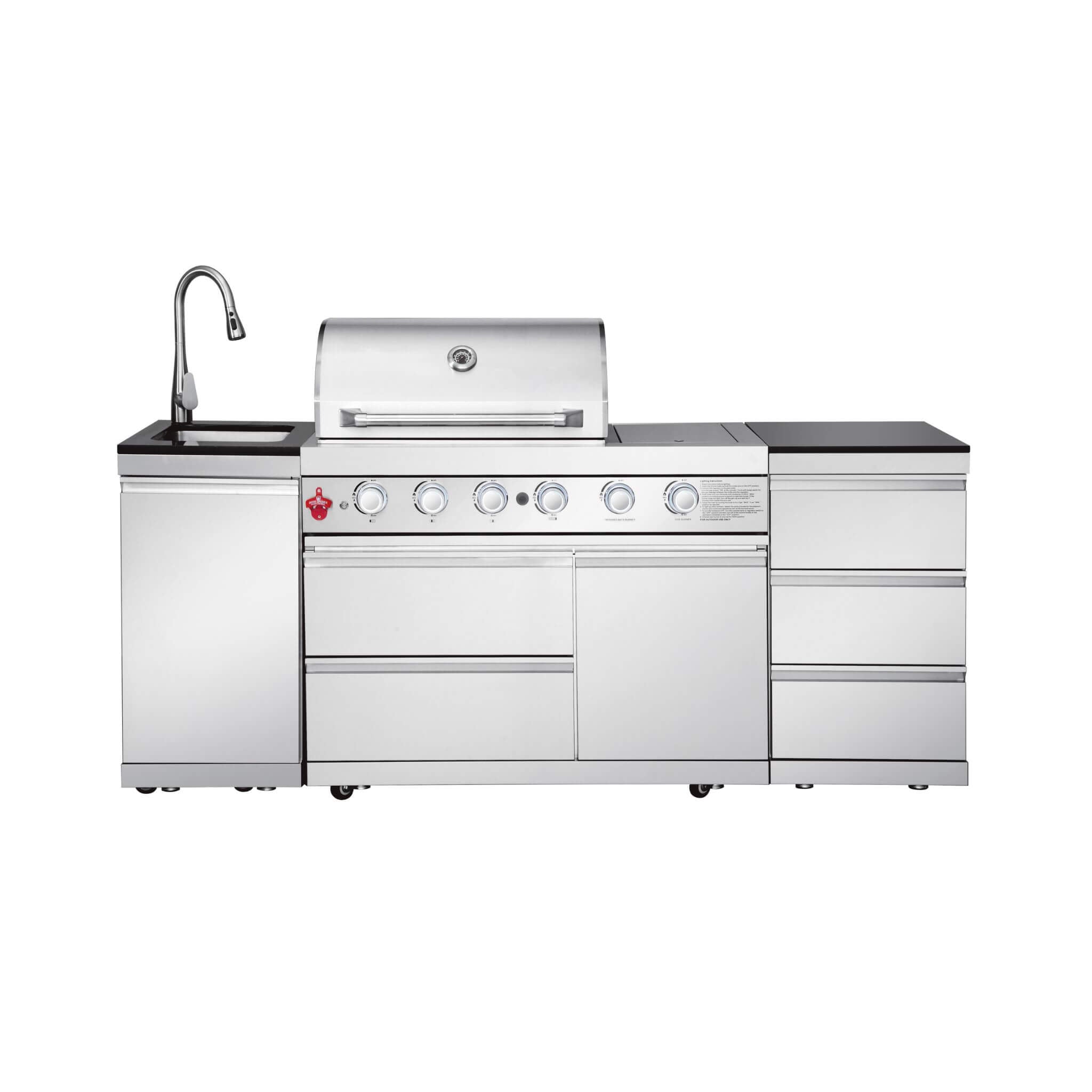 Castelle Flame Deluxe 4-Burner 72000 BTU Stainless Steel Liquid Propane Grill Island (SAK31425)