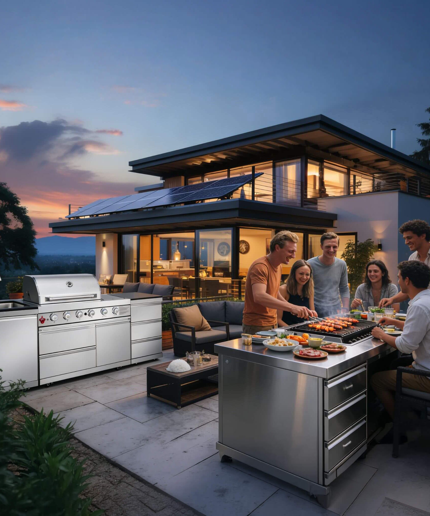 Castelle Flame Deluxe 4-Burner 72000 BTU Stainless Steel Liquid Propane Grill Island (SAK31425)