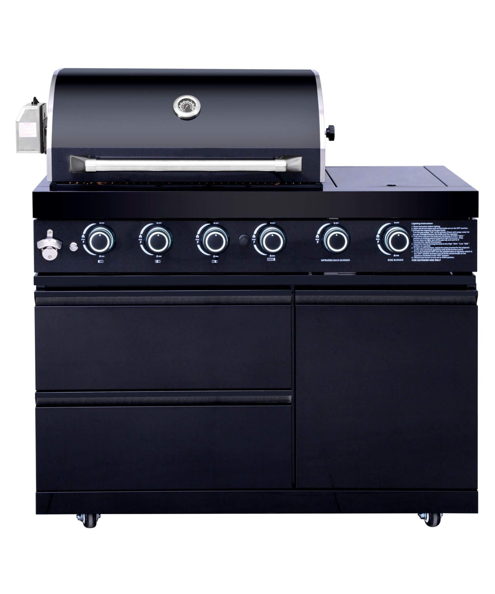 Castelle Flame Monarch 4-Burner 72000 BTU Liquid Propane Grill Island With Fridge And Sink (SAK68127)