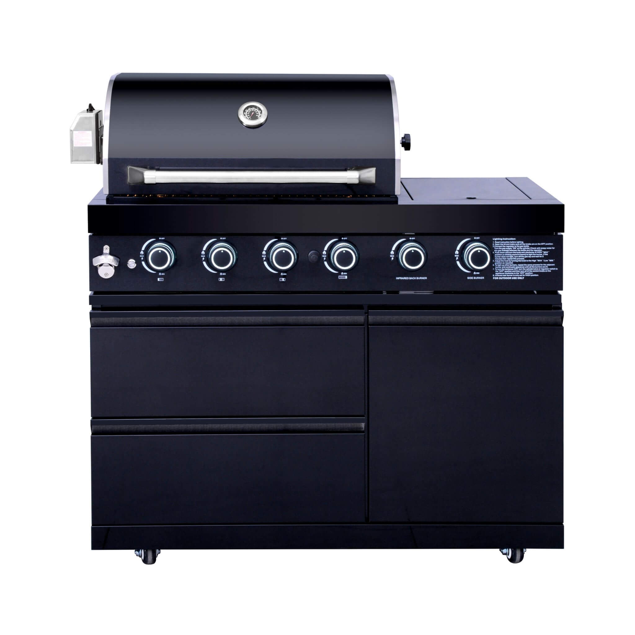 Castelle Flame Monarch 4-Burner 72000 BTU Liquid Propane Grill Island With Fridge And Sink (SAK68127)