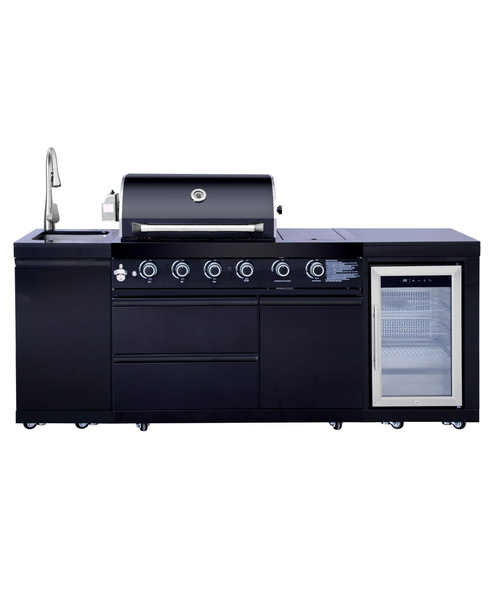 Castelle Flame Monarch 4-Burner 72000 BTU Liquid Propane Grill Island With Fridge And Sink (SAK68127)