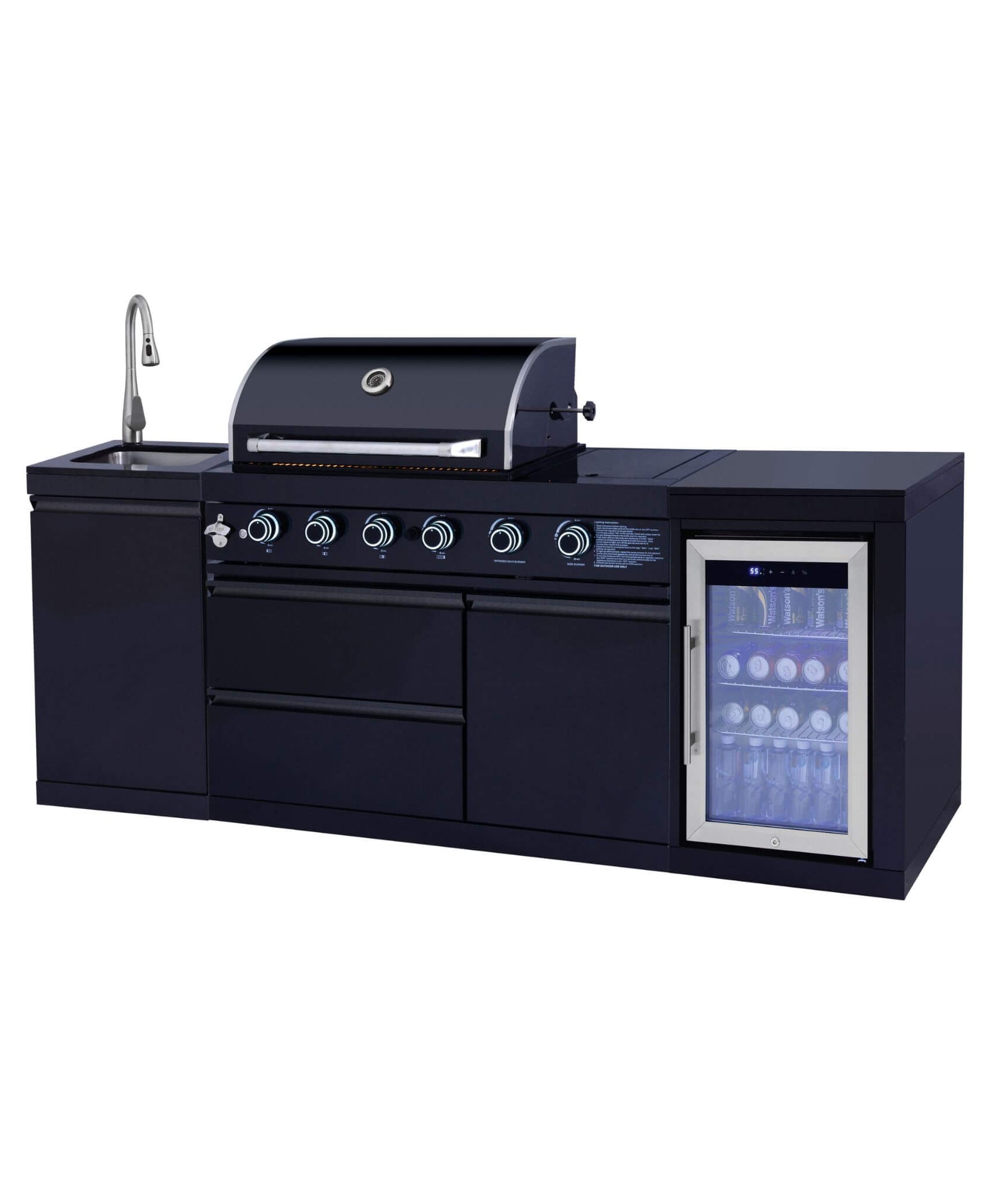 Castelle Flame Monarch 4-Burner 72000 BTU Liquid Propane Grill Island With Fridge And Sink (SAK68127)