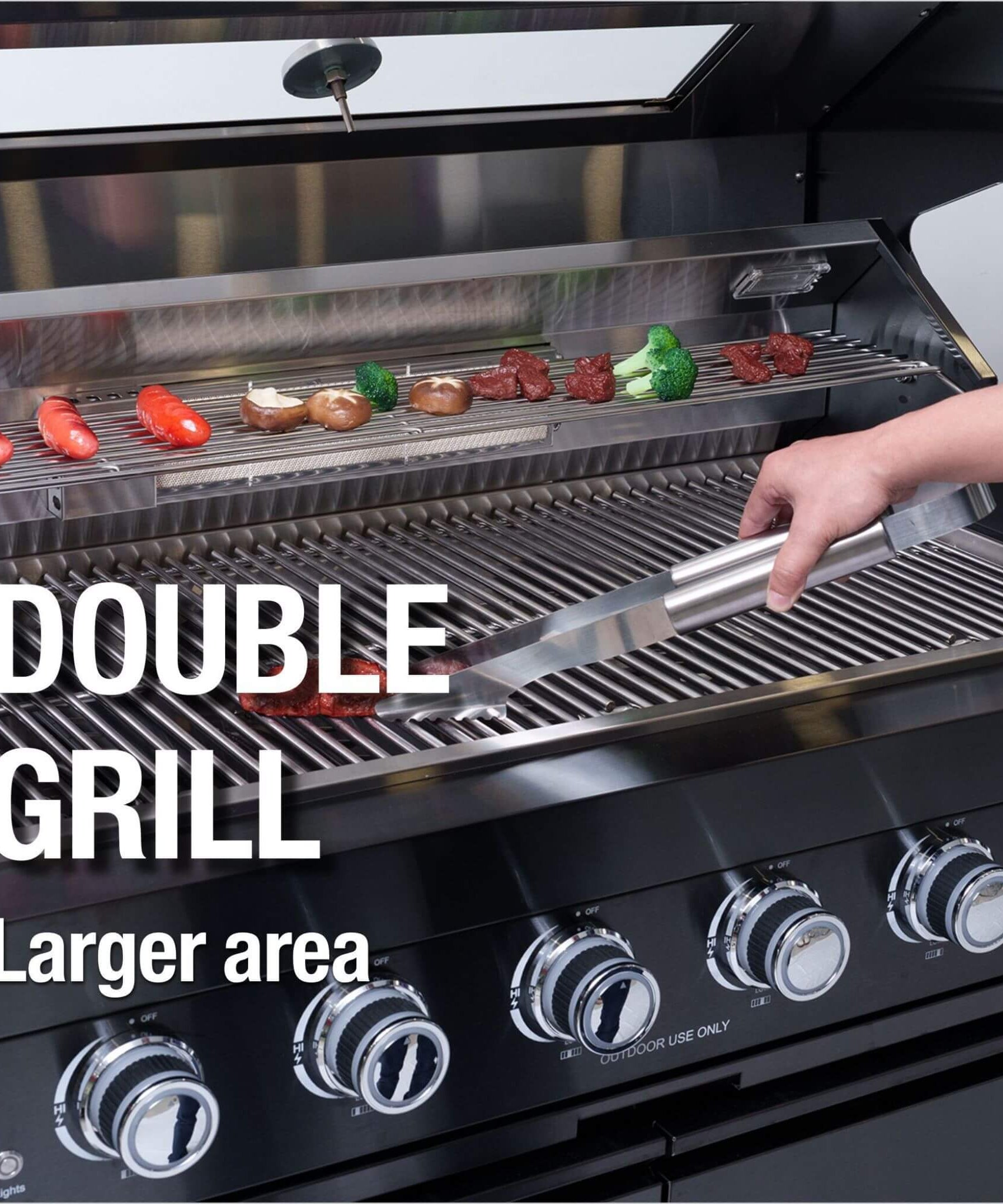 Castelle Flame Ember Premium Black Stainless Steel 4-Burner Liquid Propane Kitchen Grill Island With Rotisserie Kit (SAK48157)