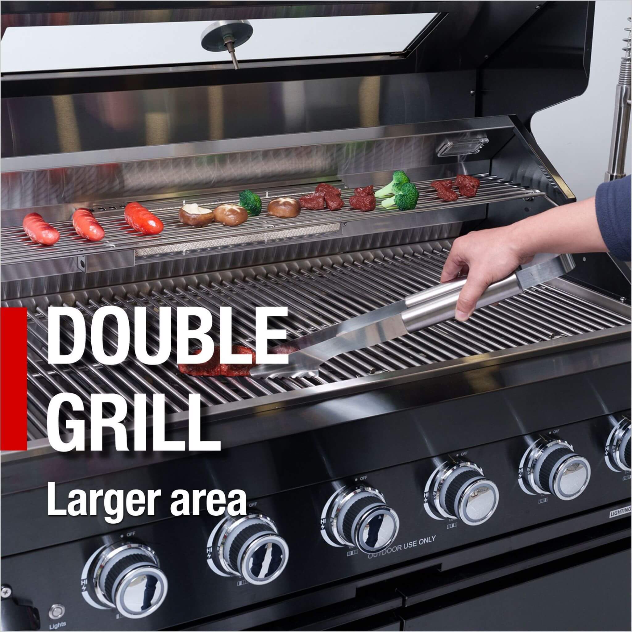 Castelle Flame Ember Premium Black Stainless Steel 4-Burner Liquid Propane Kitchen Grill Island With Rotisserie Kit (SAK48157)