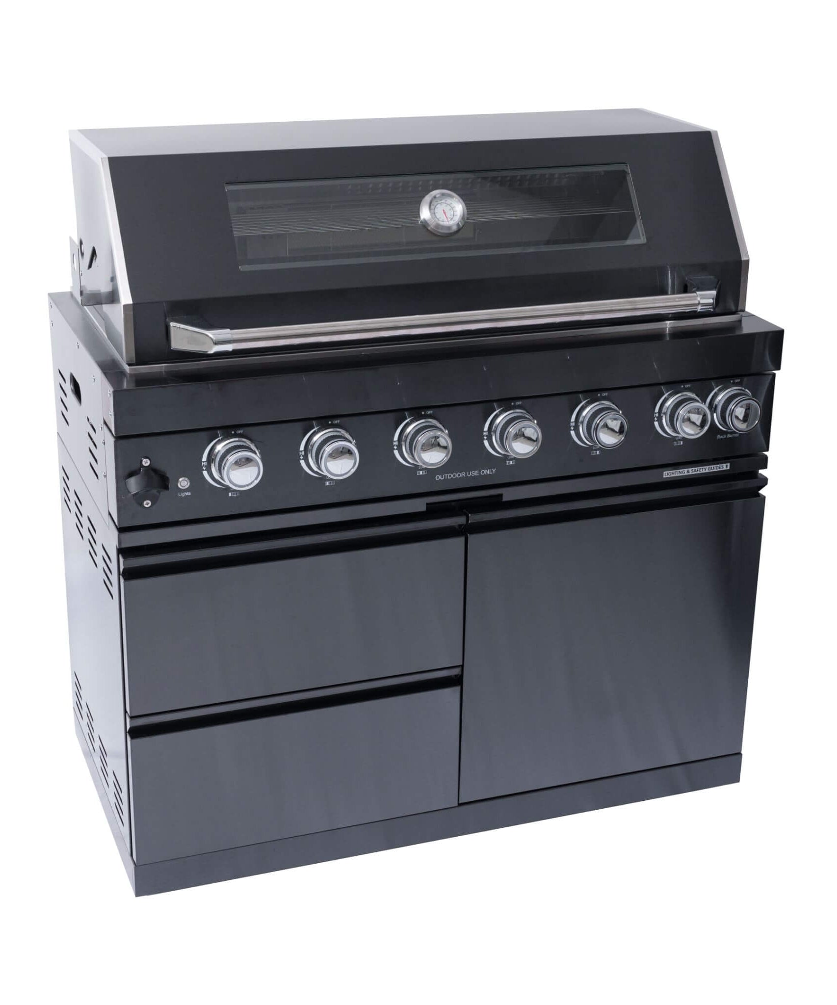Castelle Flame Inferno Premium Black Stainless Steel 6-Burner Liquid Propane Kitchen Grill Island With Rotisserie Kit (SAK82641)