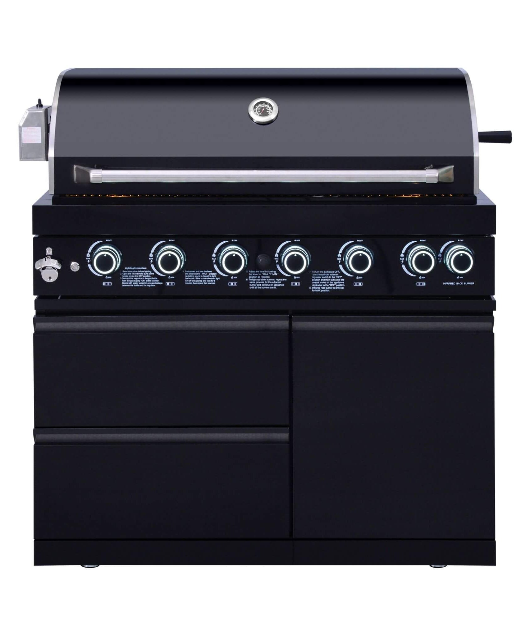 Castelle Flame Summit 6-Burner 85000 BTU Liquid Propane Grill Island With Sink And Fridge (SAK59238)