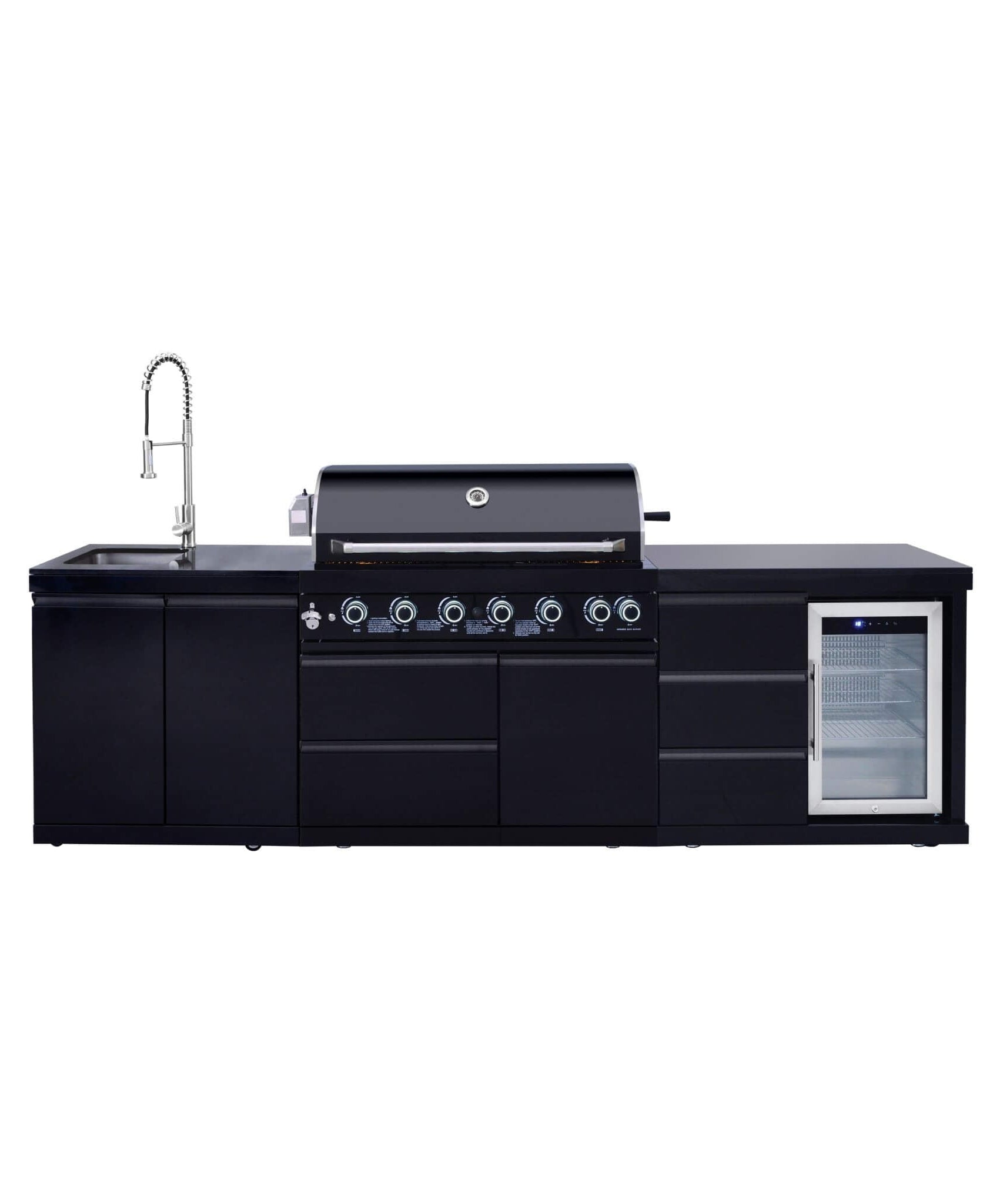 Castelle Flame Summit 6-Burner 85000 BTU Liquid Propane Grill Island With Sink And Fridge (SAK59238)