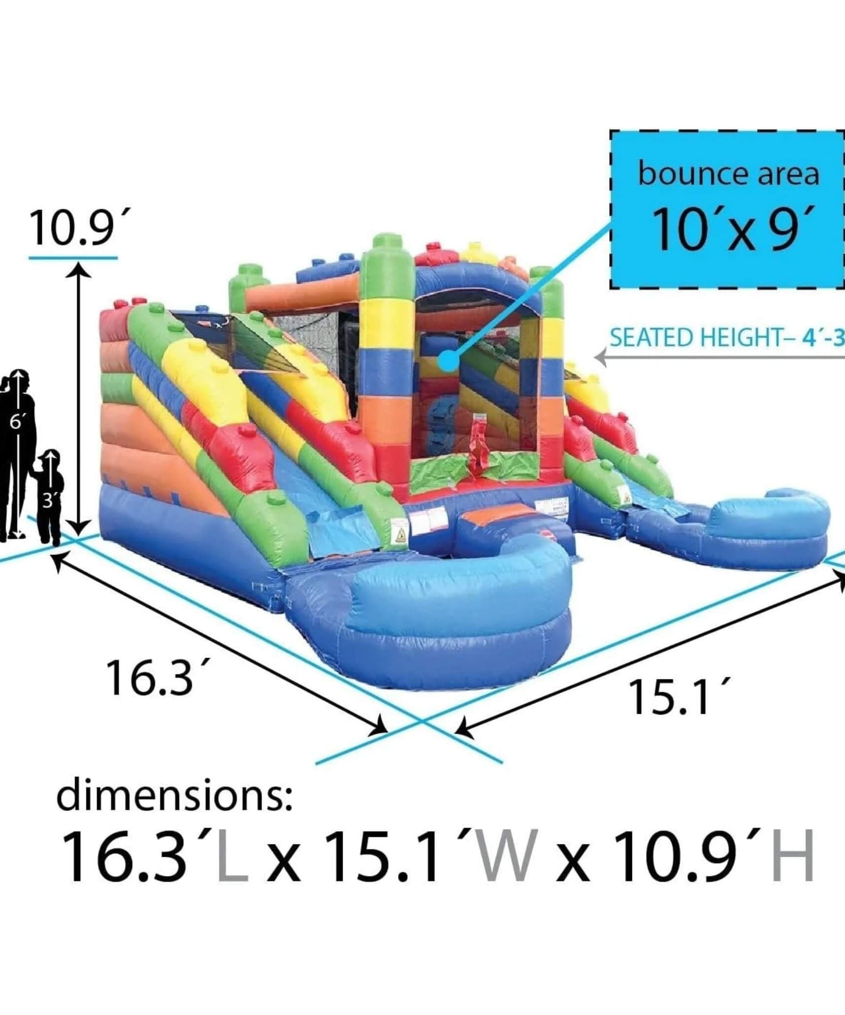 16FT Castle Bounce House With Dual Slides, Blower And Pool Combo (SAK56319)