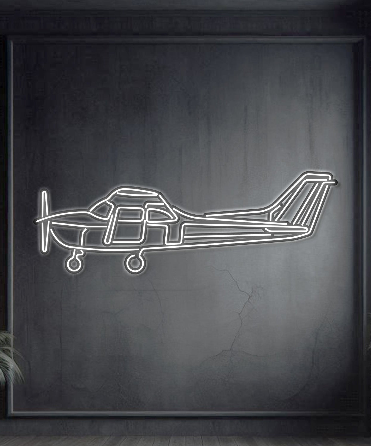 Skyhawk 172 Metall Neon Flugzeug Wandkunst - NCN0061