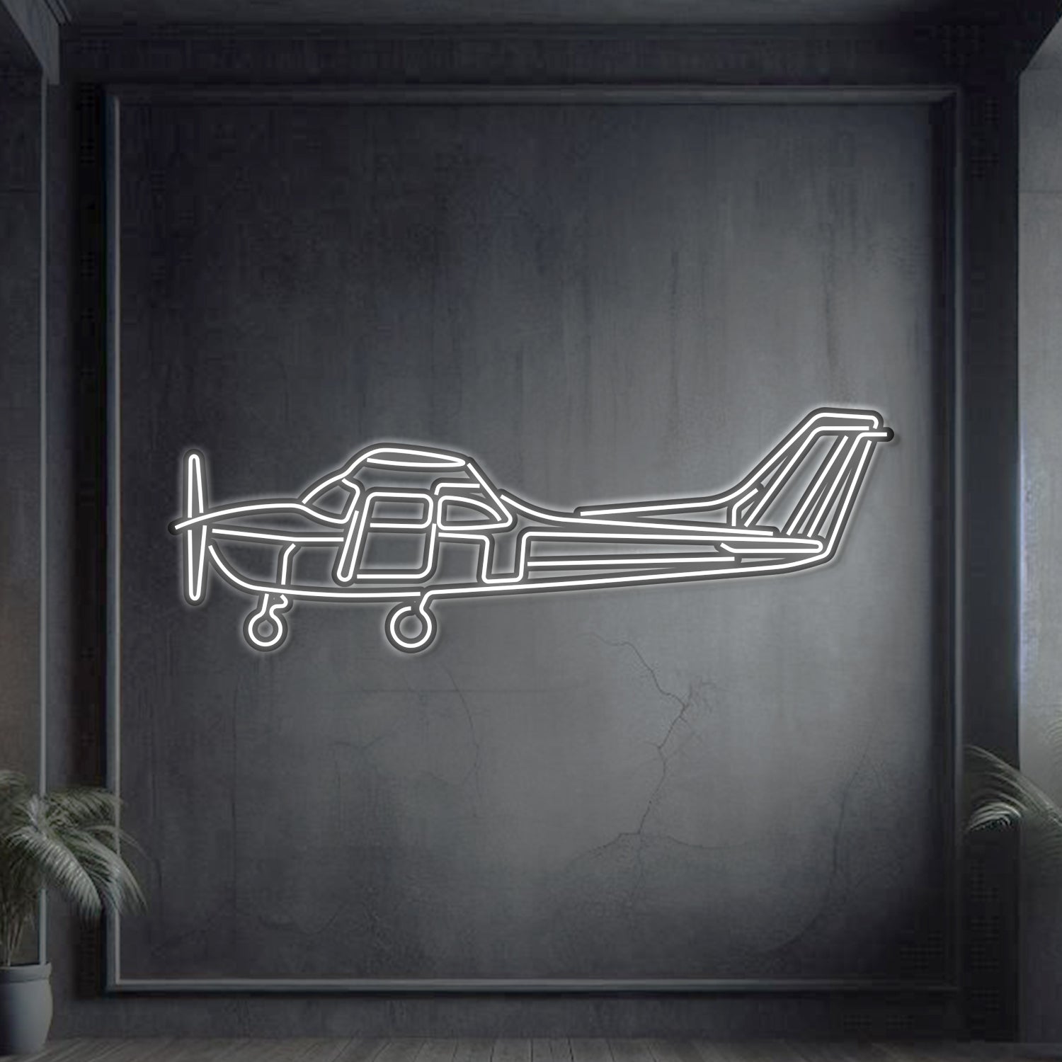 Skyhawk 172 Metall Neon Flugzeug Wandkunst - NCN0061
