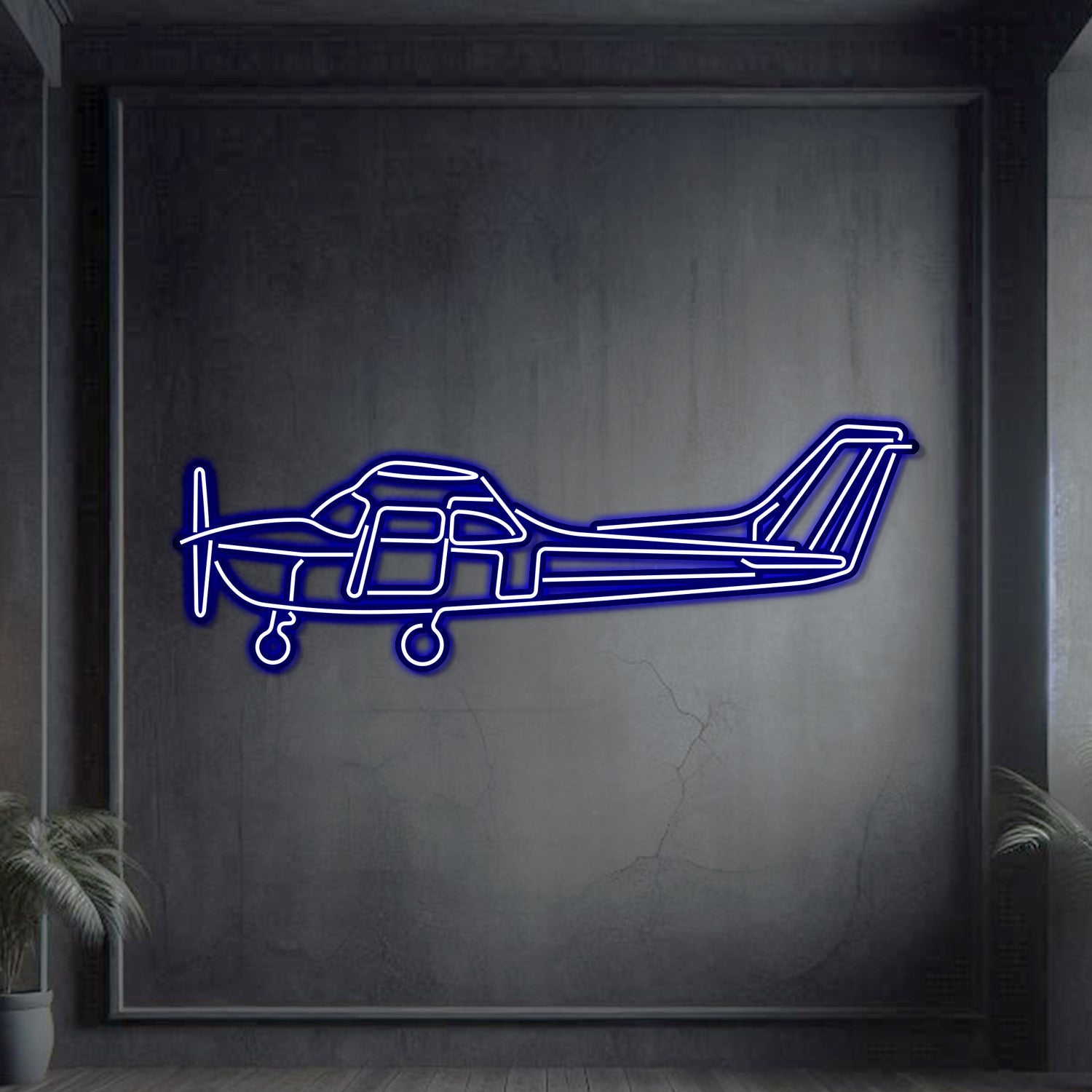 Skyhawk 172 Metall Neon Flugzeug Wandkunst - NCN0061