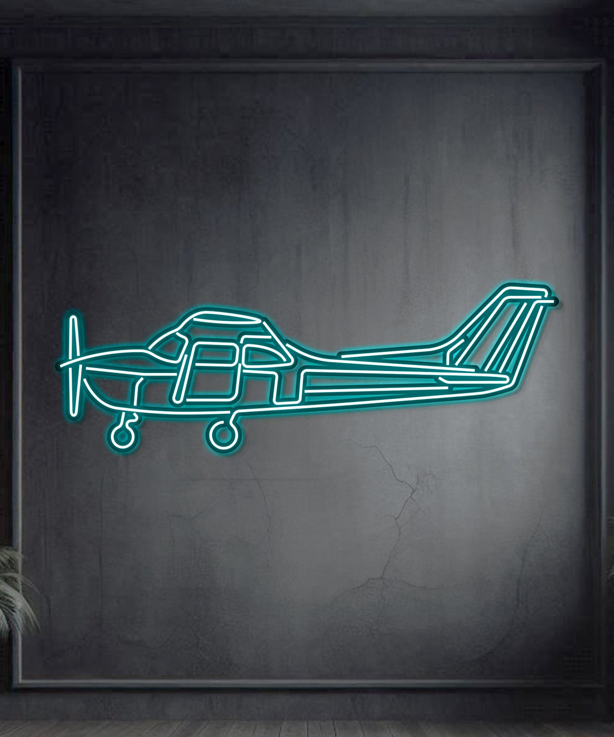 Skyhawk 172 Metall Neon Flugzeug Wandkunst - NCN0061