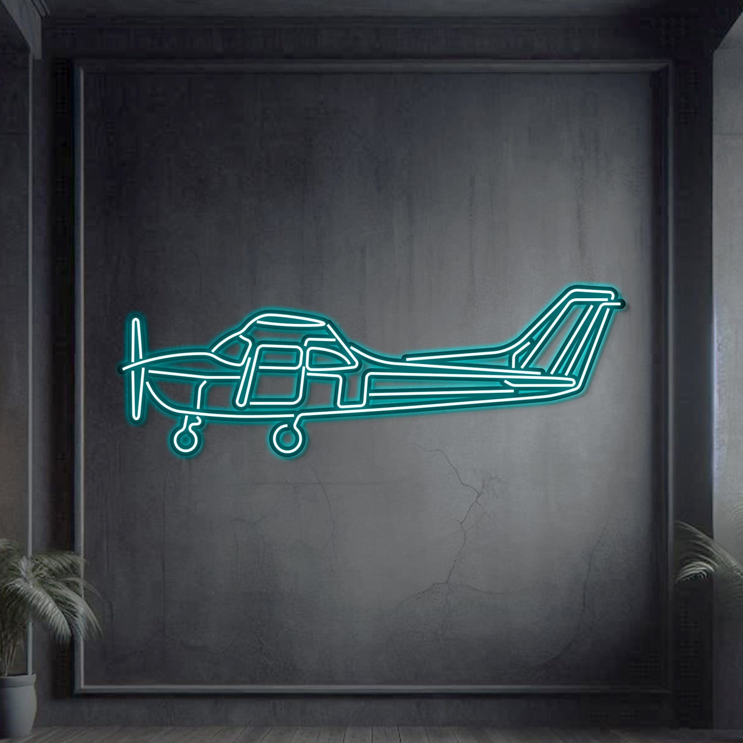 Skyhawk 172 Metall Neon Flugzeug Wandkunst - NCN0061