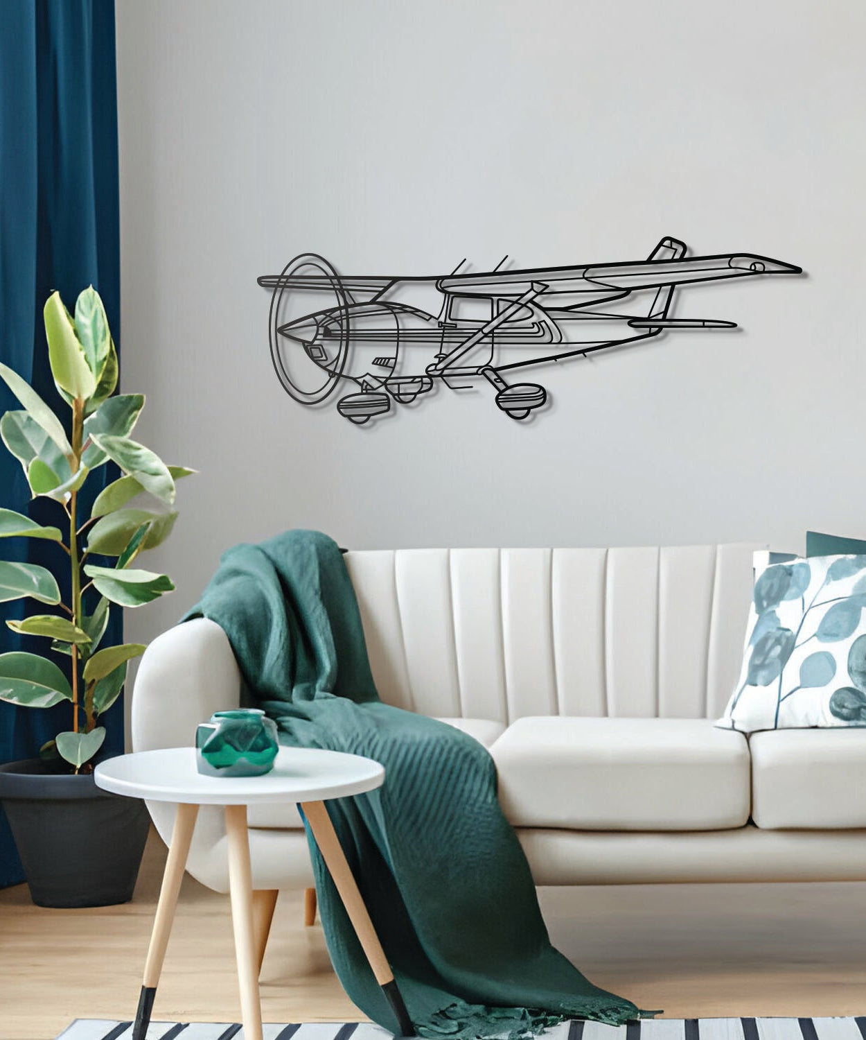 182Q Skylane Winkel-Metallflugzeug-Wandkunst - NCP0355