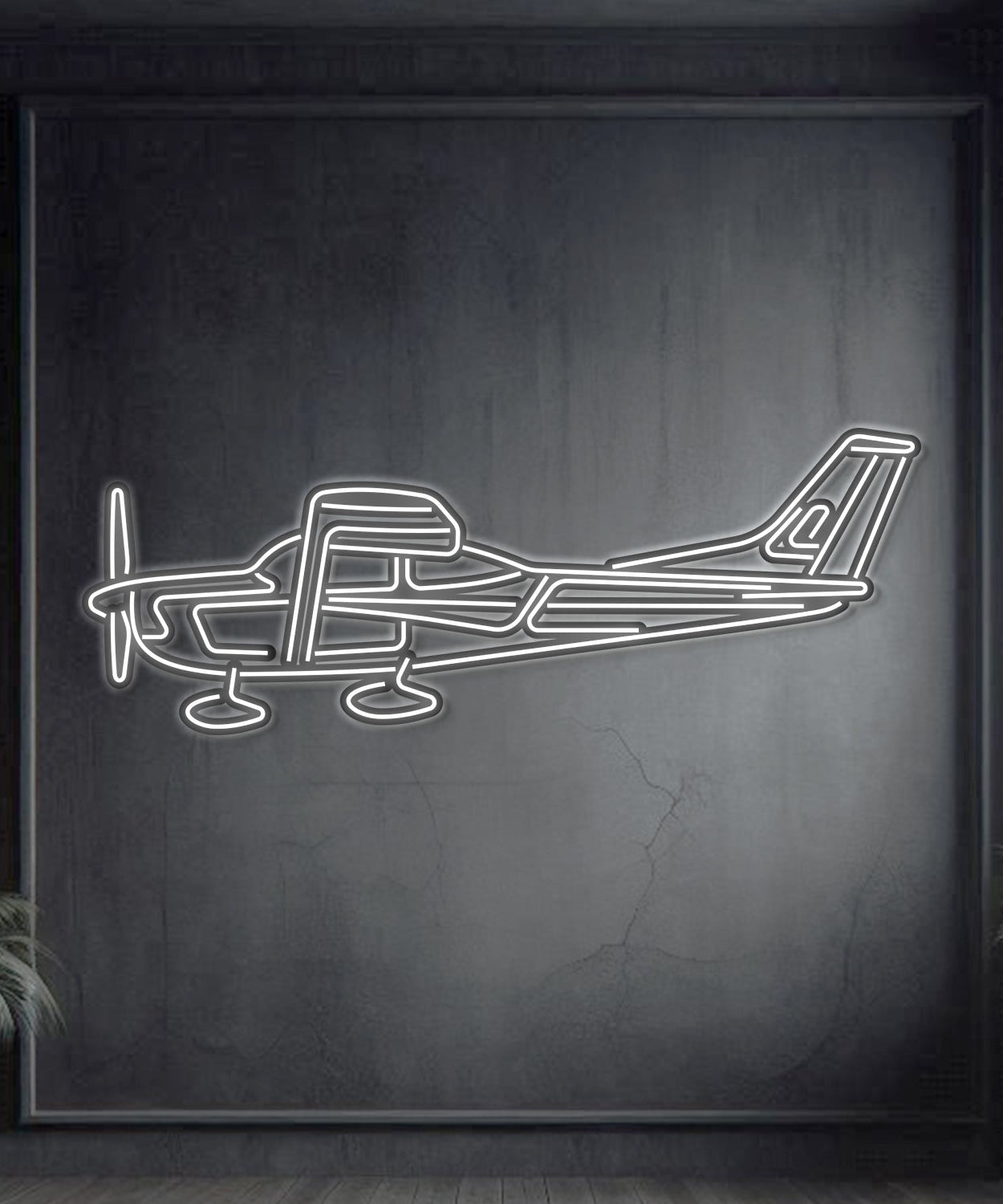 C182 Metall Neon Flugzeug Wandkunst - NCN0021