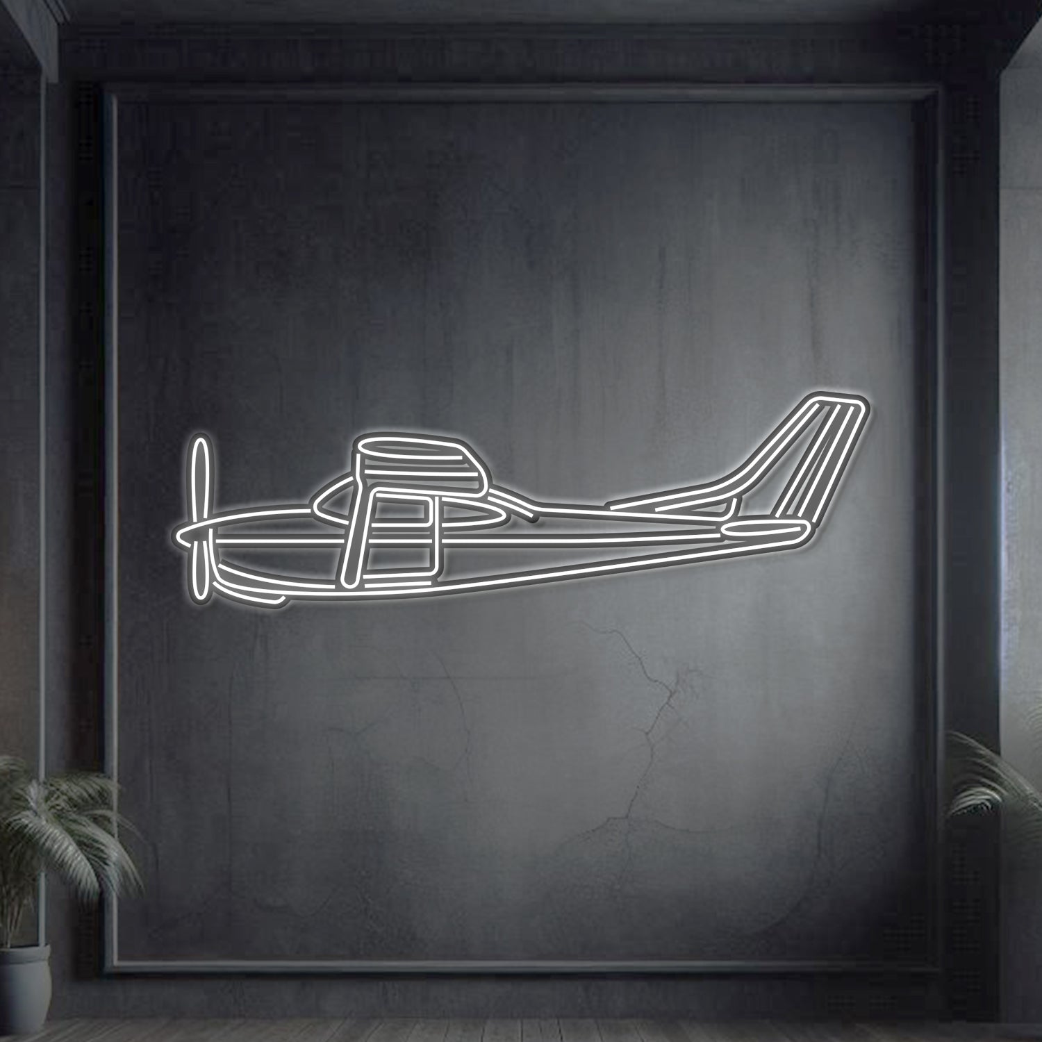 R182 Metall Neon Flugzeug Wandkunst - NCN0059