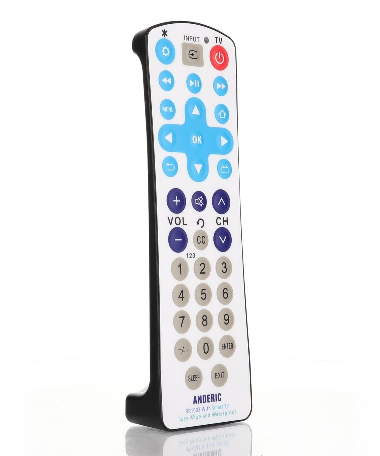 Anderic RR1003 Universal 1-Device Smart TV Remote Control with EzWipe Surface and Water Resistant