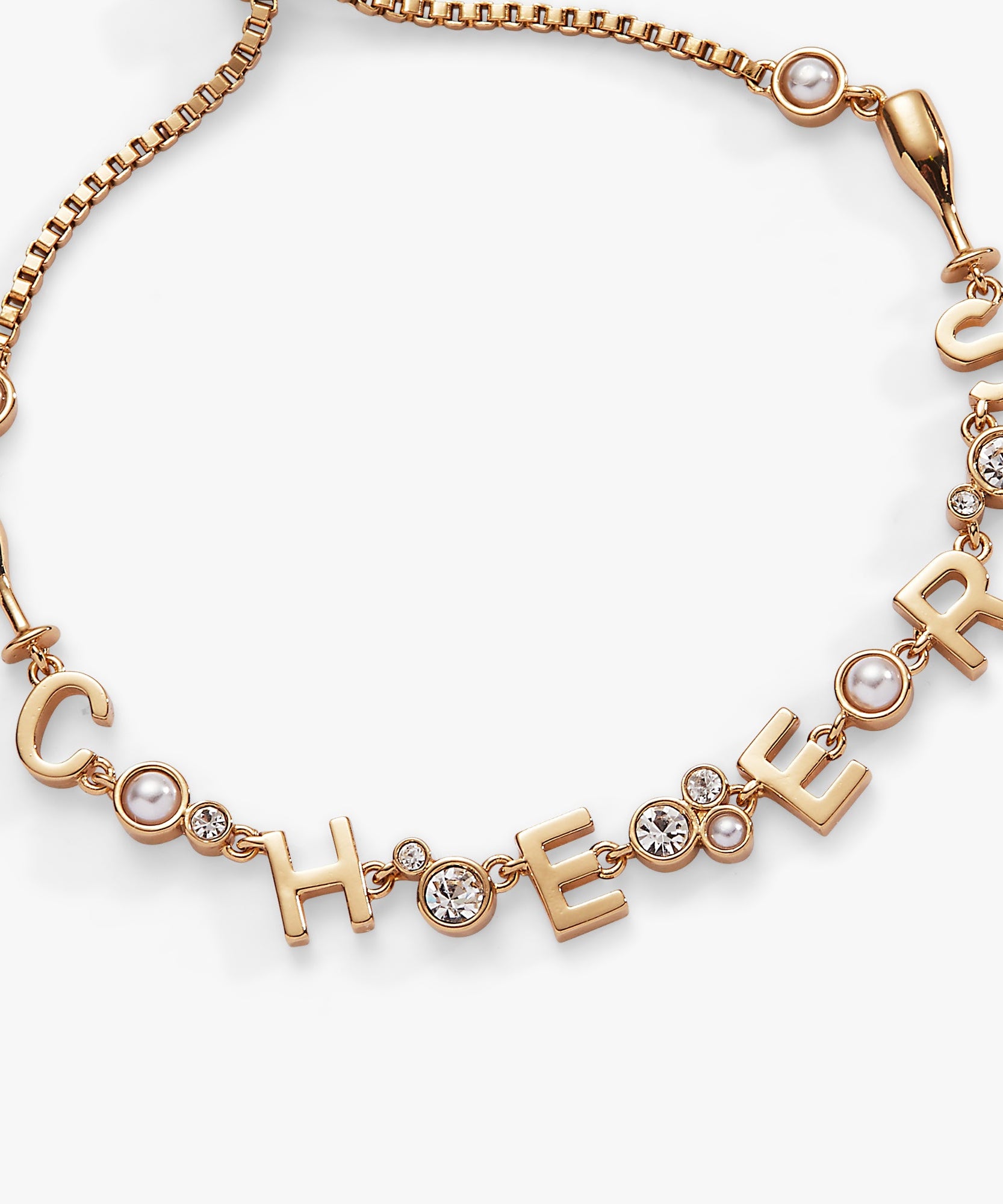 “Cheers” Champagne Inline Bolo Bracelet