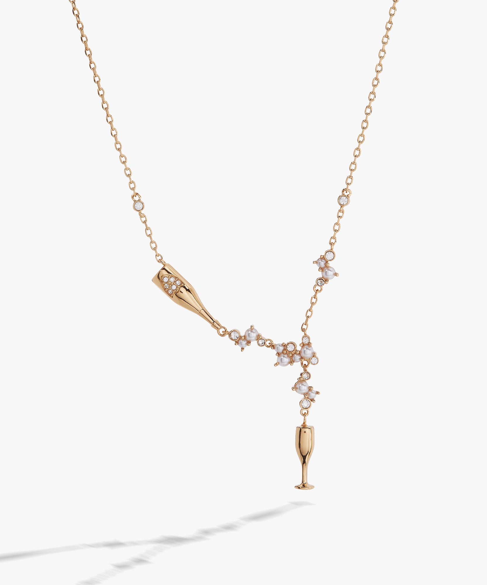Champagne Pearl & Crystal Pendant Necklace