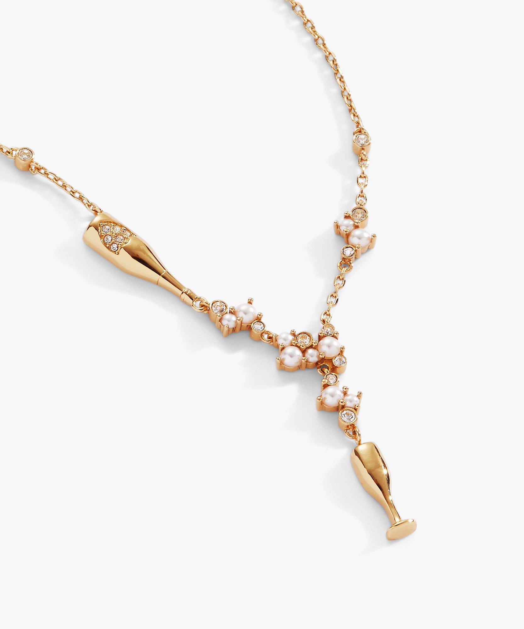 Champagne Pearl & Crystal Pendant Necklace