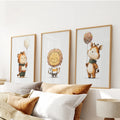 Woodland Jungle Set of 3 Prints. Lion, Giraffe, Tiger Art