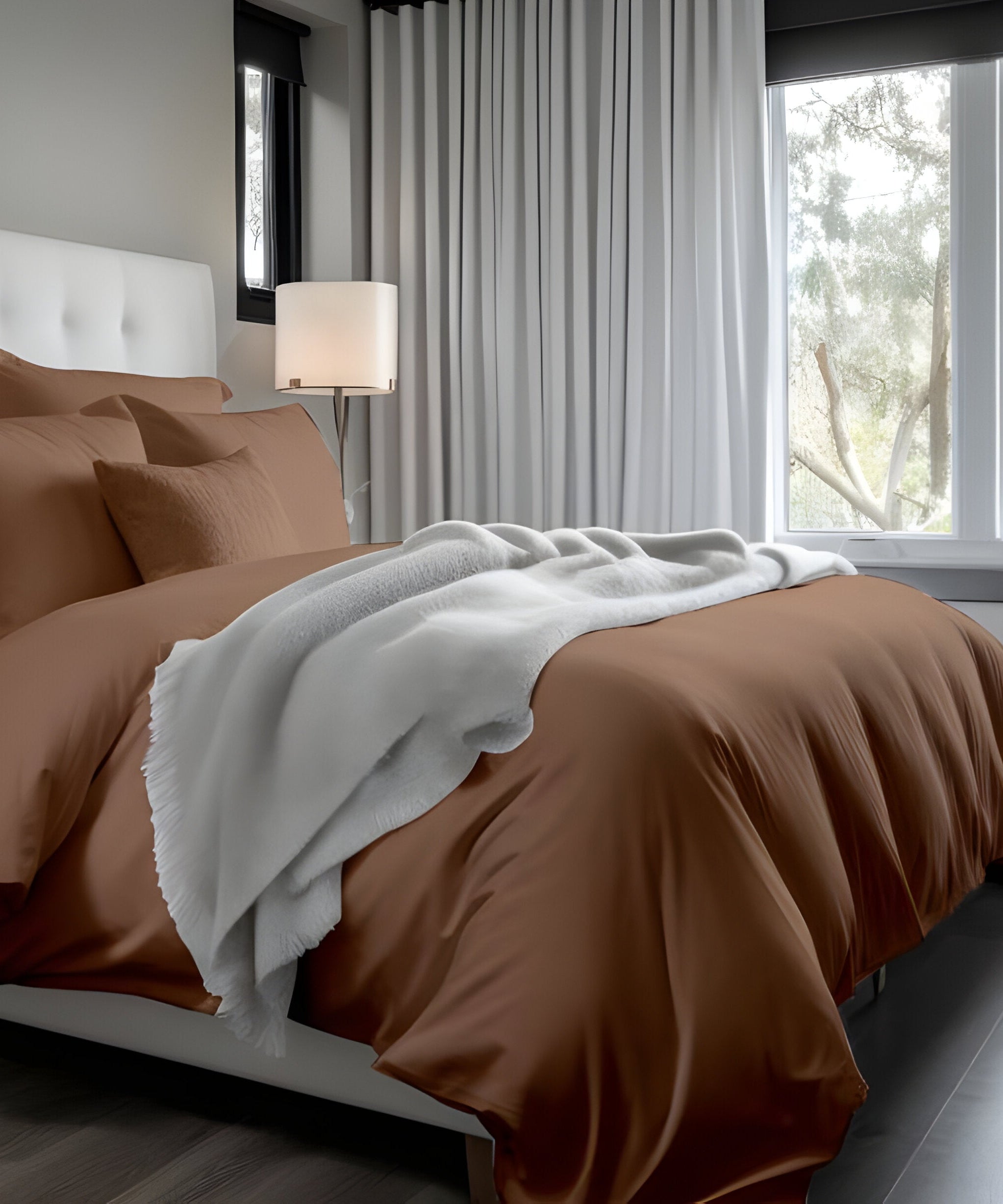 400TC Cotton Sateen Solid Duvet Cover Set
