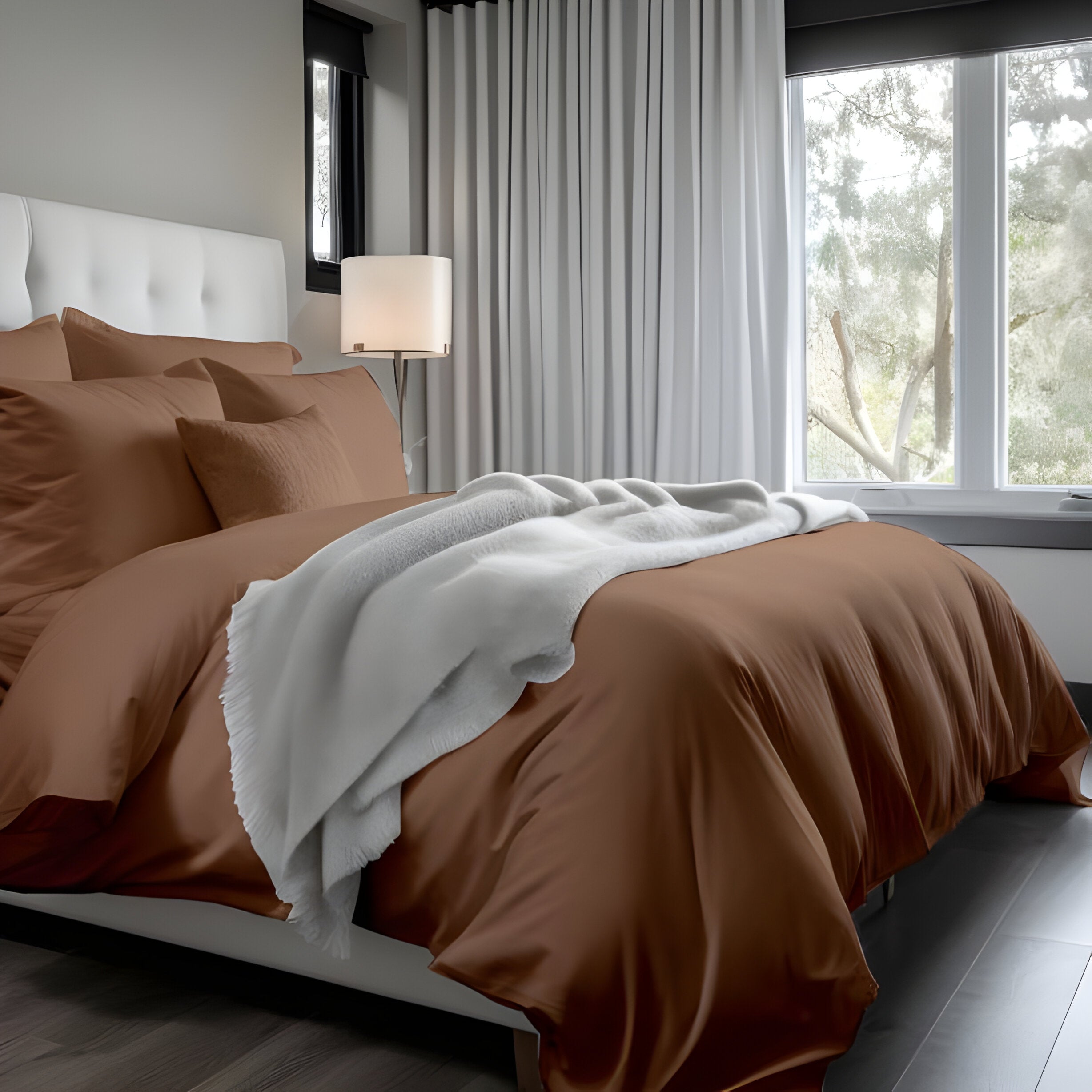 400TC Cotton Sateen Solid Duvet Cover Set