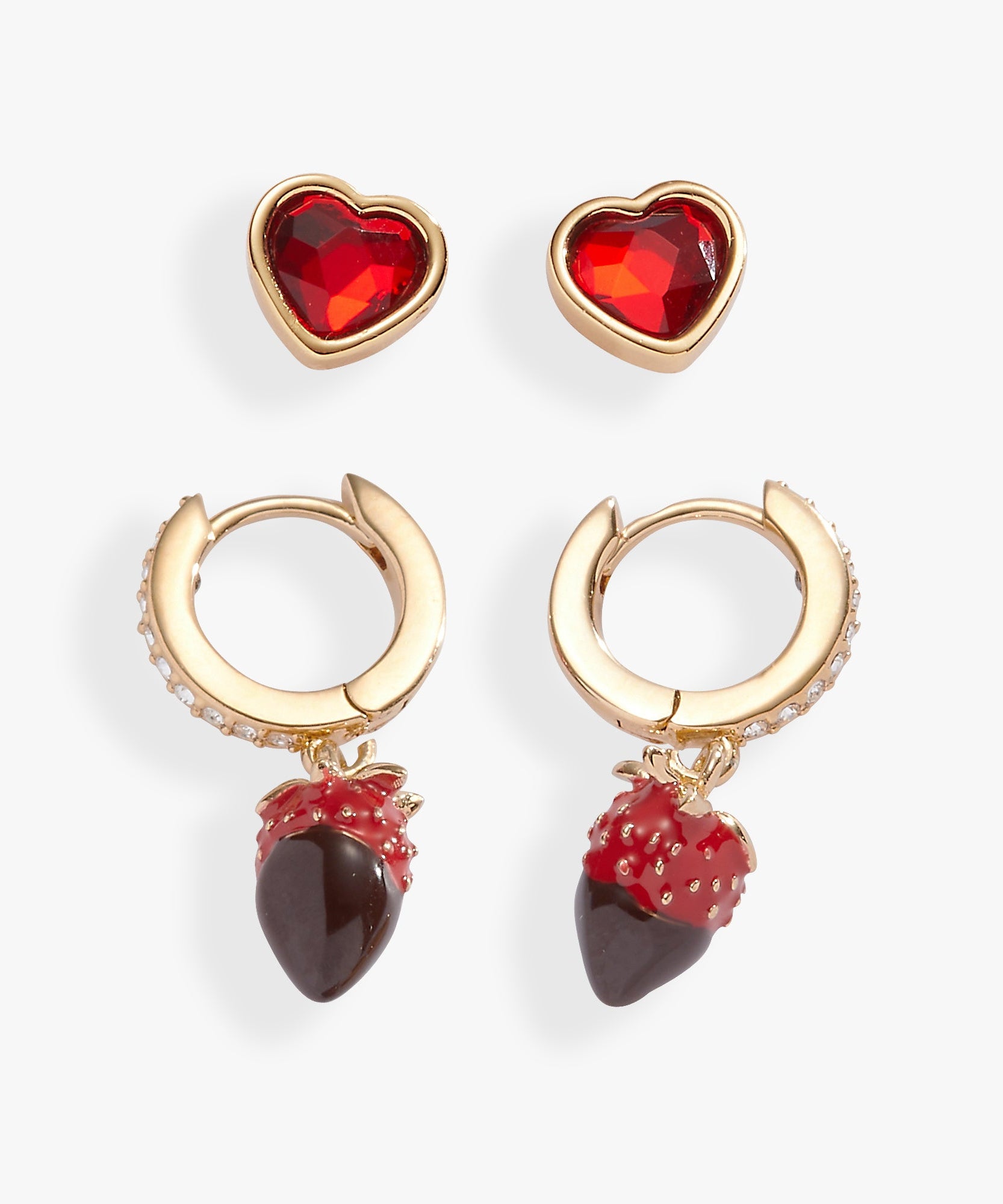Chocolate-Covered Strawberry Earrings Set of 2