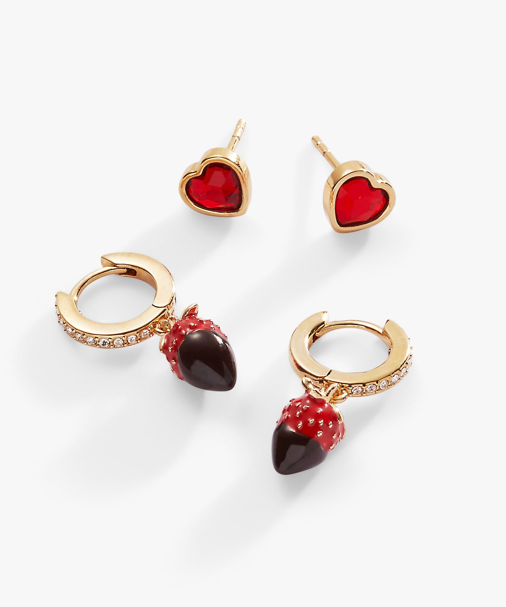 Chocolate-Covered Strawberry Earrings Set of 2