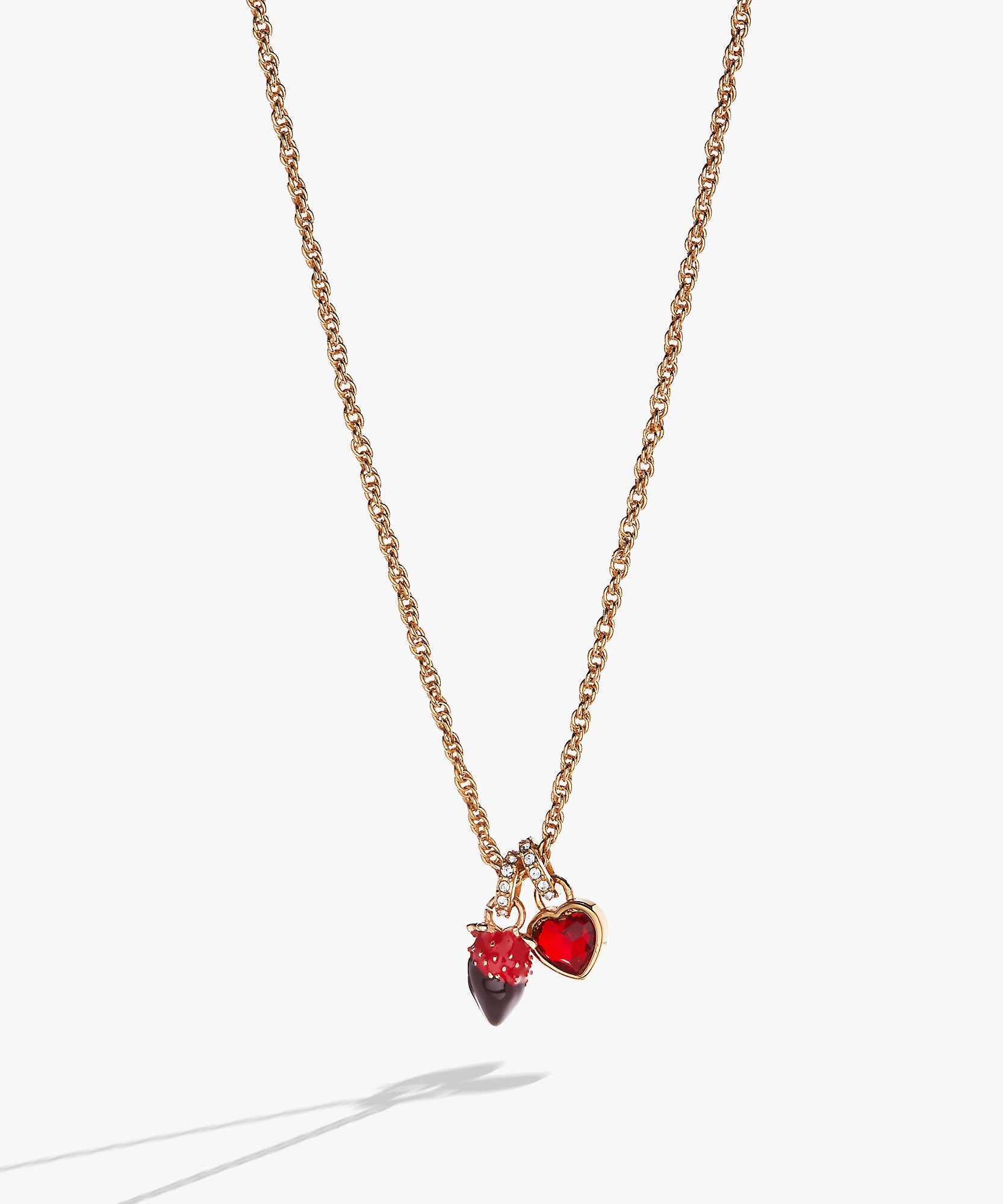 Chocolate-Covered Strawberry Duo Charm Pendant Necklace