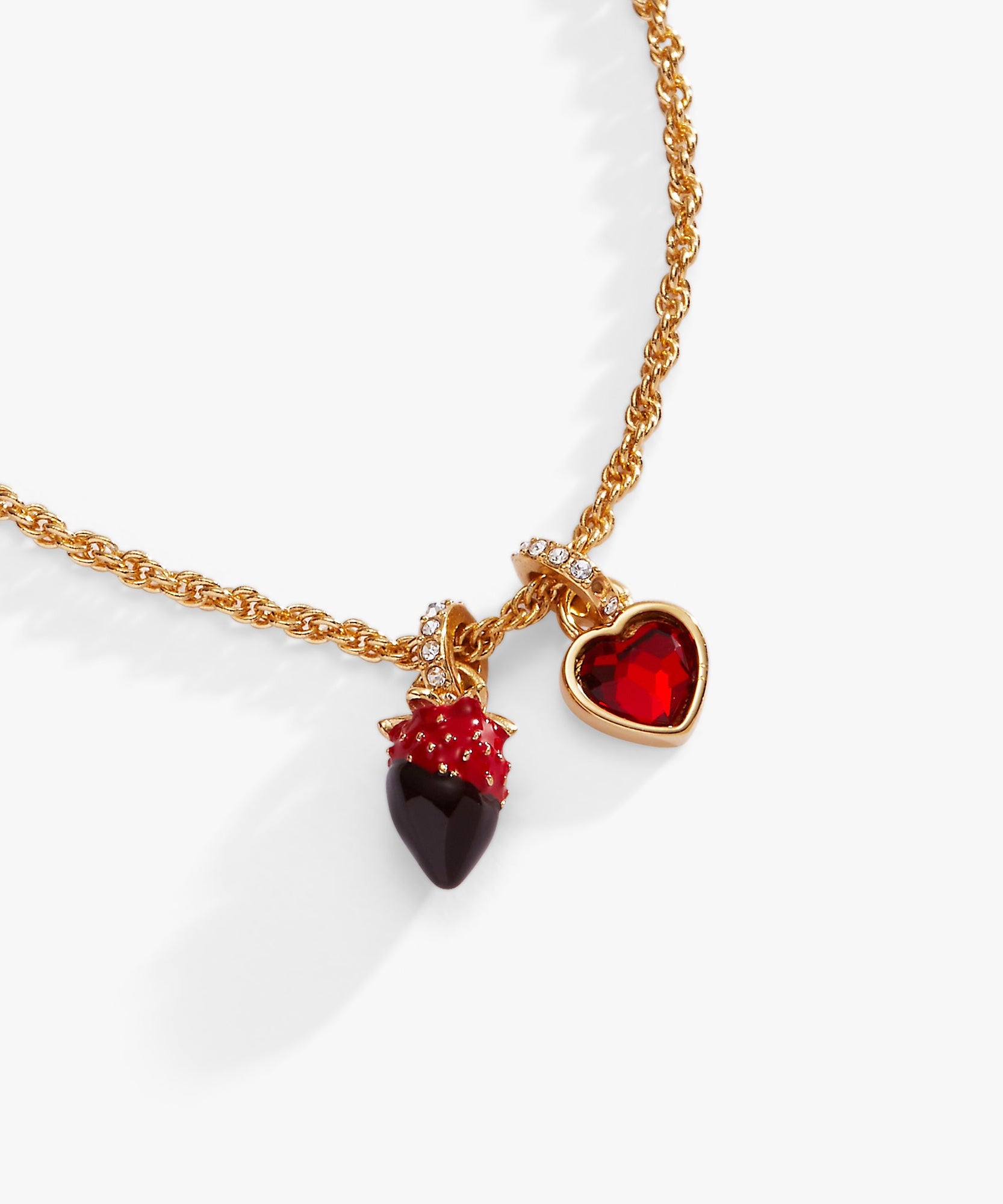 Chocolate-Covered Strawberry Duo Charm Pendant Necklace