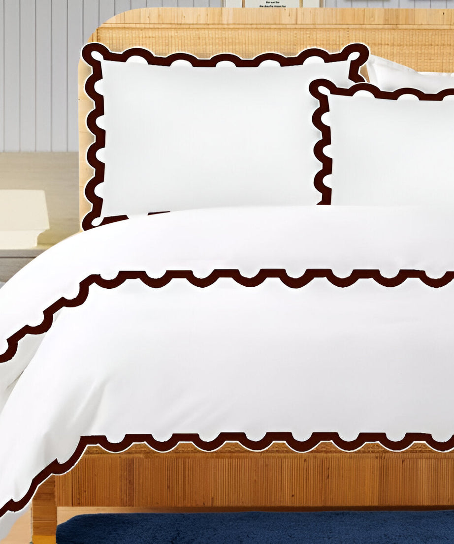 400TC U Shape Applique Embroidery Cotton Duvet Cover Set